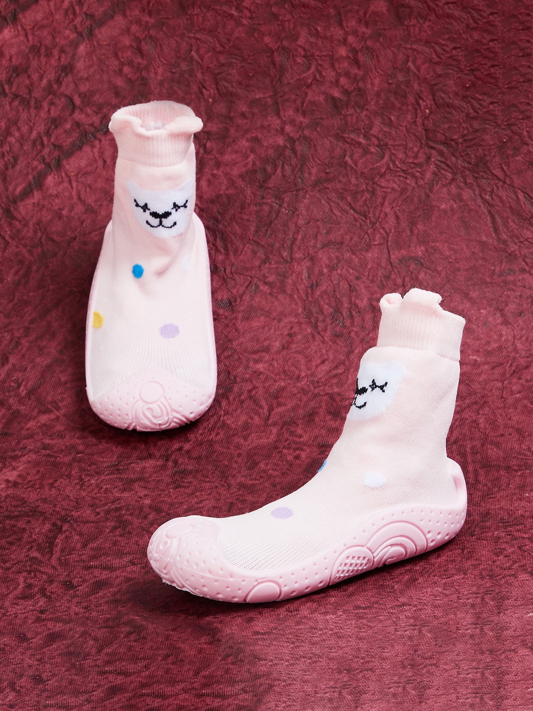 

Fame Forever by Lifestyle Girls Teddy Printed Cotton Socks Booties, Pink