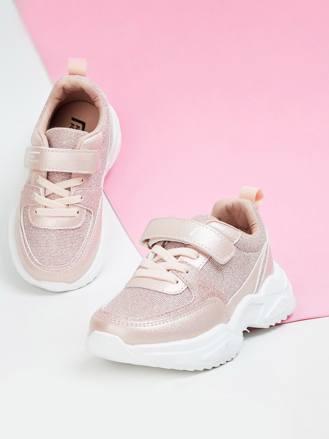 

Fame Forever by Lifestyle Girls Textured Contrast Sole Sneakers, Pink