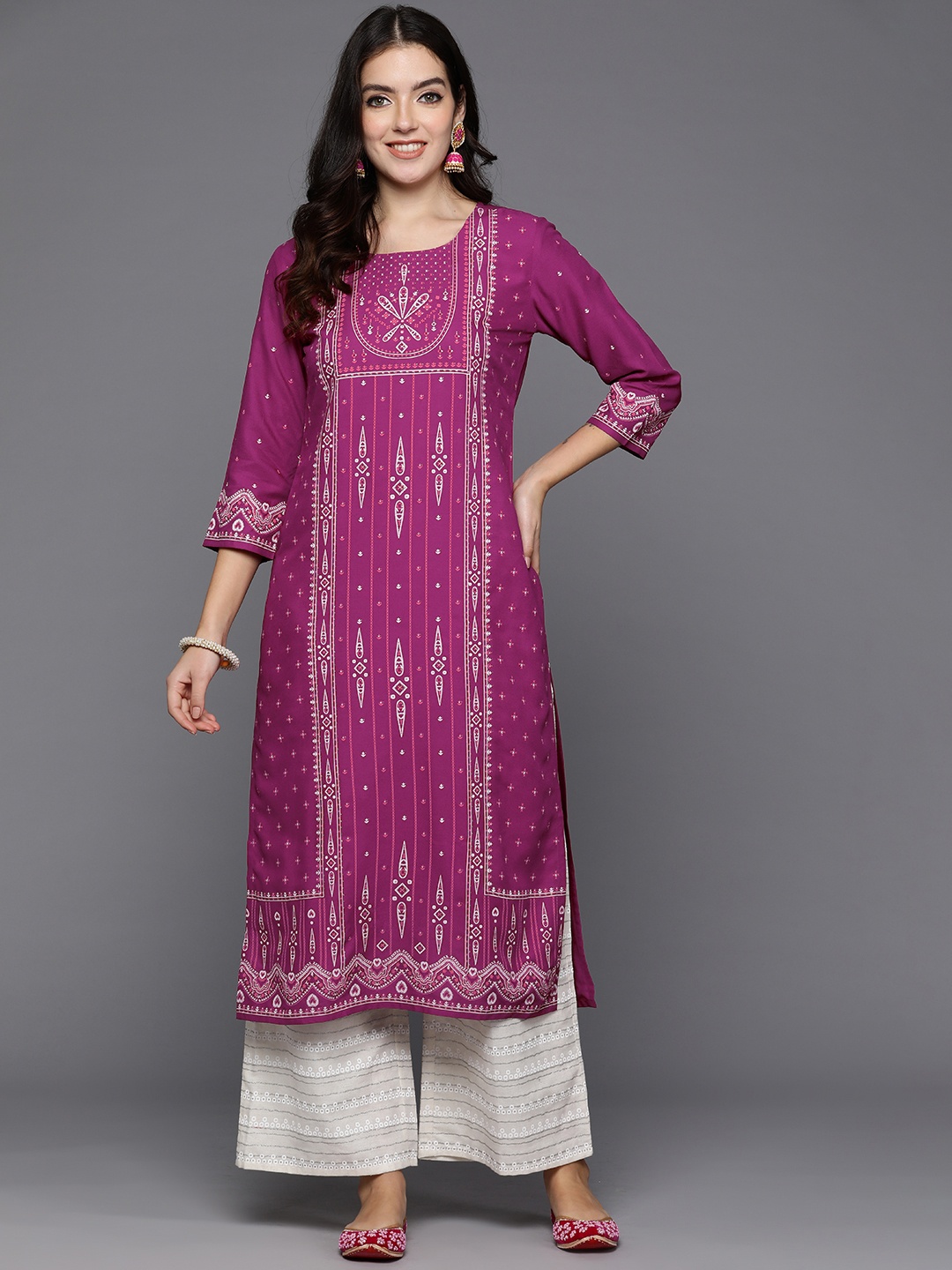 

Indo Era Ethnic Motifs Printed Kurta, Purple