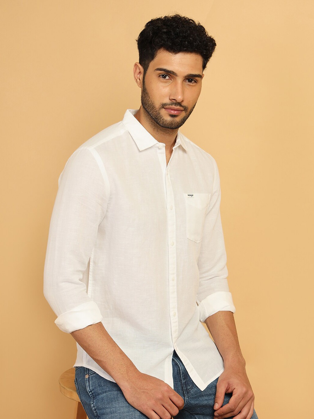

Wrangler Regular Fit Cotton Linen Casual Shirt, White