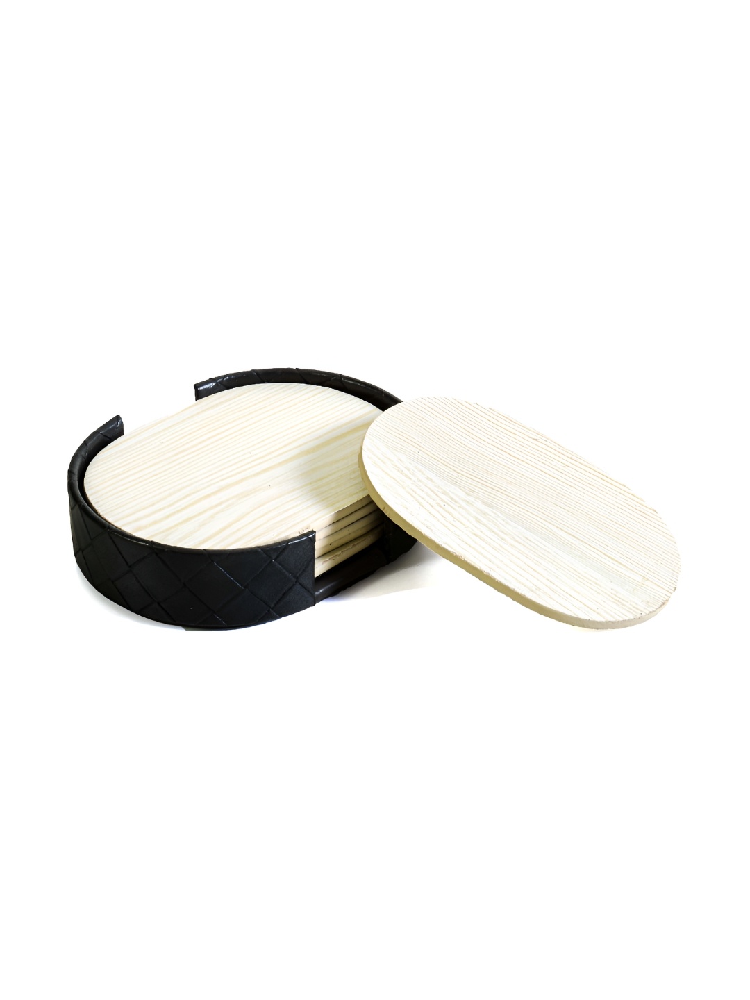 

ICHKAN Grey 6 Pieces Textured Leatherette Coasters