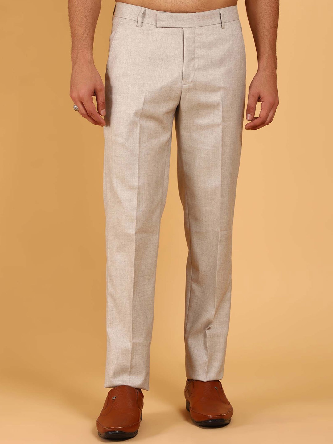 

BLUEBIRD Men Classic Easy Wash Formal Trousers, Off white