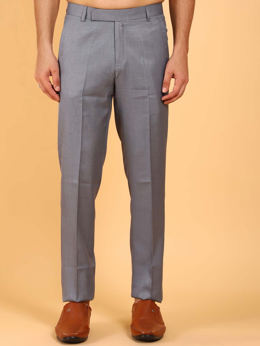 

BLUEBIRD Men Classic Easy Wash Cotton Formal Trousers, Grey