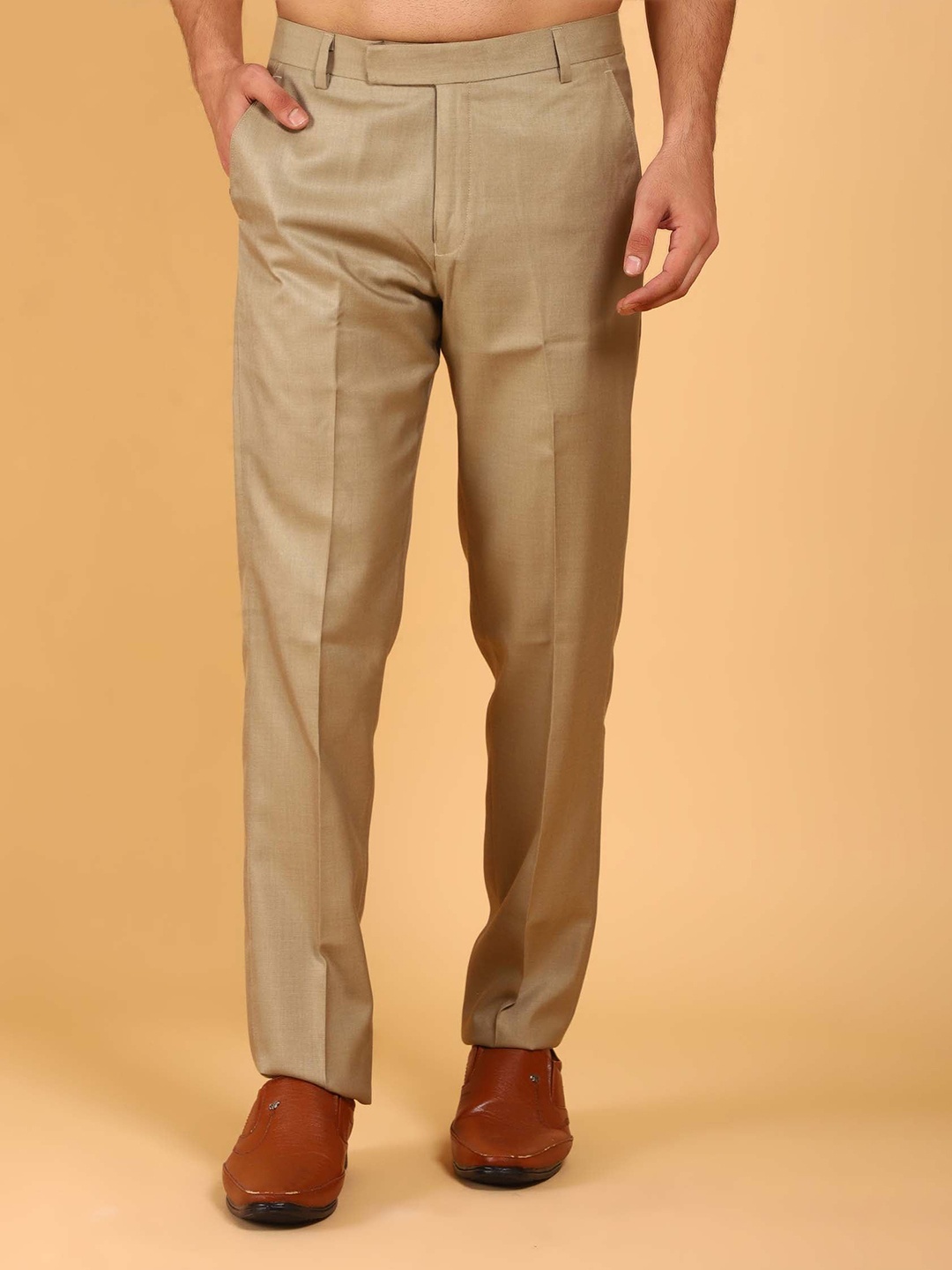 

BLUEBIRD Men Classic Easy Wash Cotton Formal Trousers, Khaki