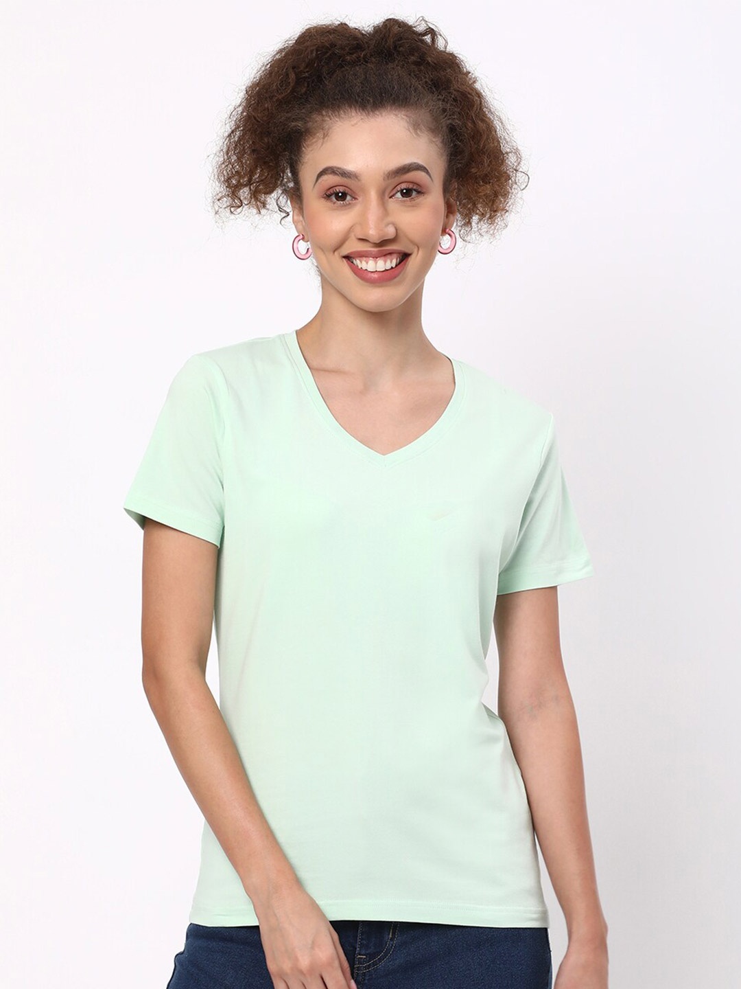 

R&B V-Neck Casual Cotton T-shirt, Green