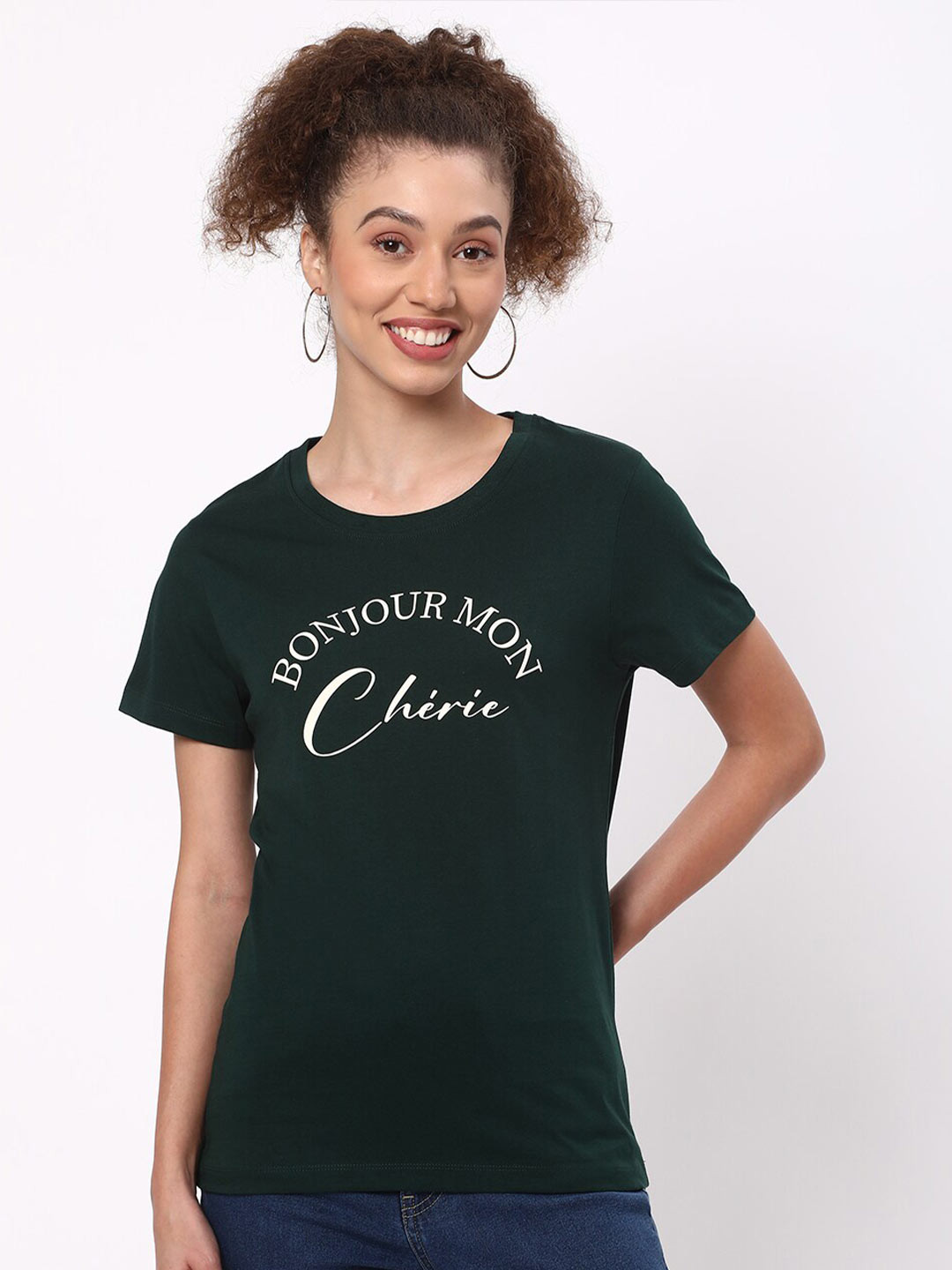 

R&B Typography Printed Cotton T-Shirt, Green