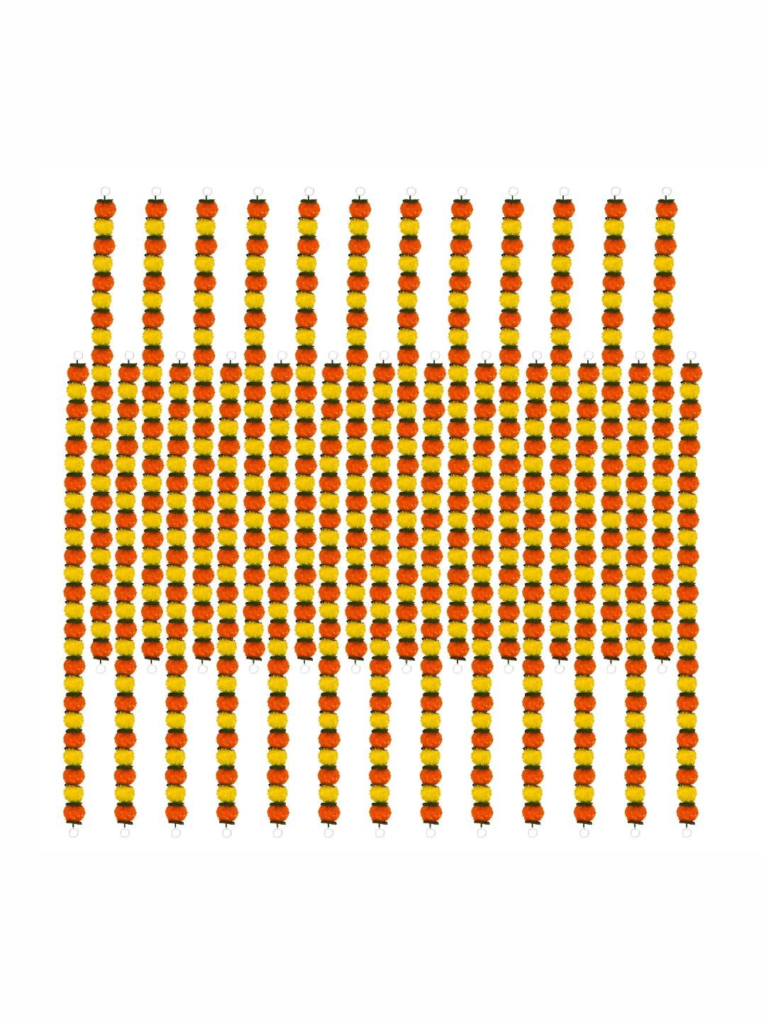 

iHandikart Yellow & Orange 25 Pieces Hanging Marigold Artificial Flower