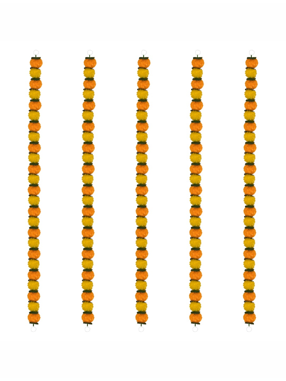 

iHandikart Yellow & Orange 5 Pieces Hanging Marigold Artificial Flower