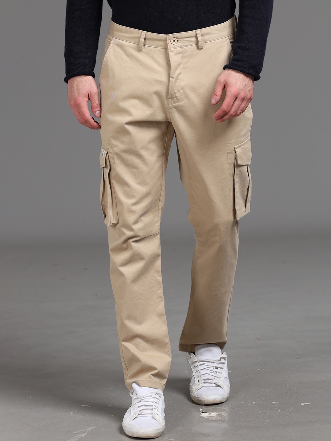 

POE Men Original Regular Fit Mid-Rise Travel Features Cargos, Khaki