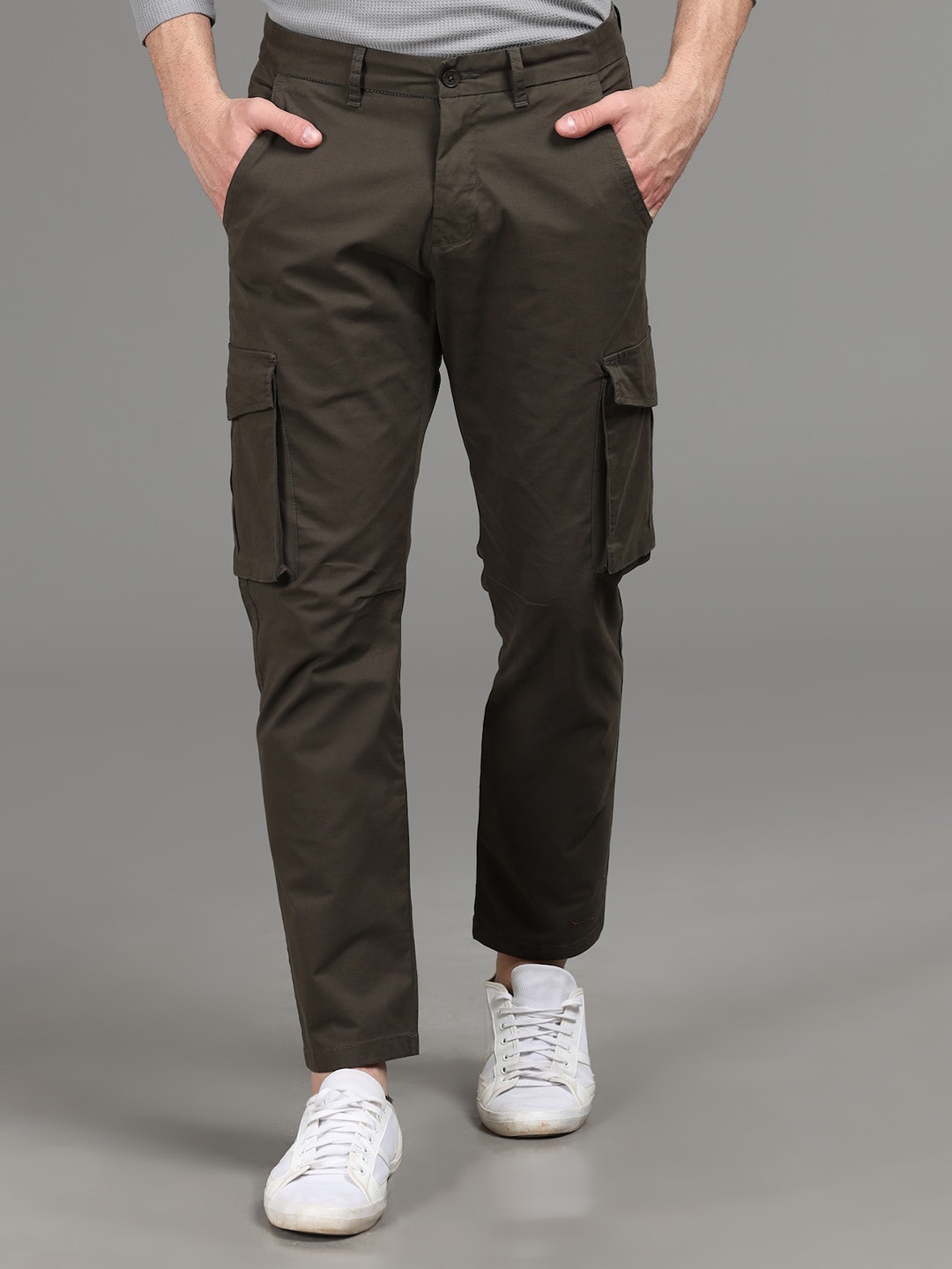 

POE Men Original Regular Fit Mid-Rise Travel Features Cargos, Olive