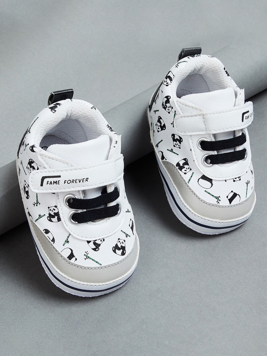 

Fame Forever by Lifestyle Boys Panda Printed Booties, White