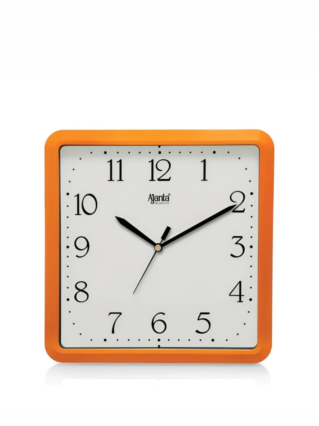

Ajanta Black & White Contemporary Glass Square Wall Clock, Orange