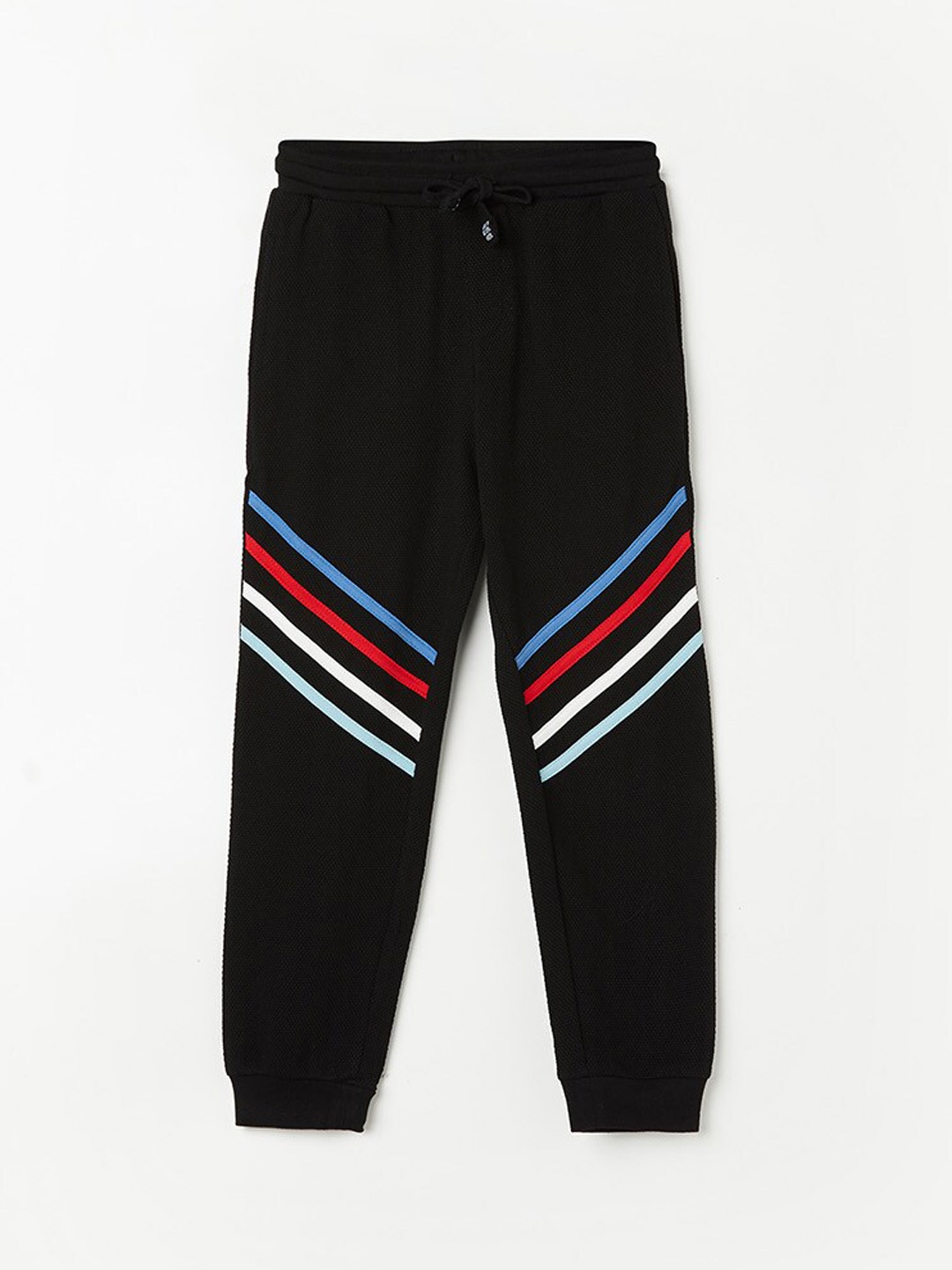 

Fame Forever by Lifestyle Boys Striped Pure Cotton Mid-Rise Joggers, Black