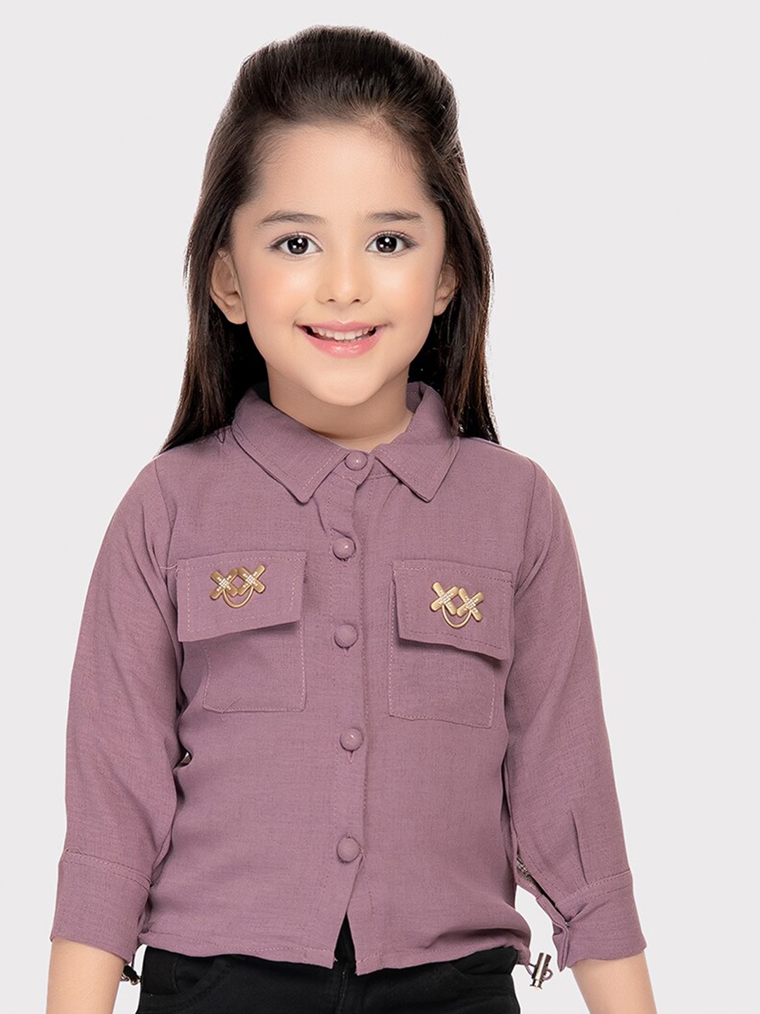 

Tiny Kingdom Shirt Collar Cotton Shirt Style Top, Lavender