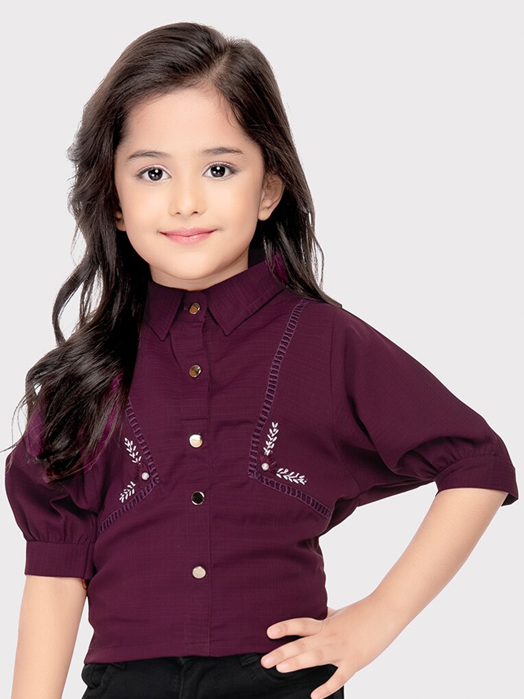 

Tiny Kingdom Girls Shirt Style Top, Burgundy