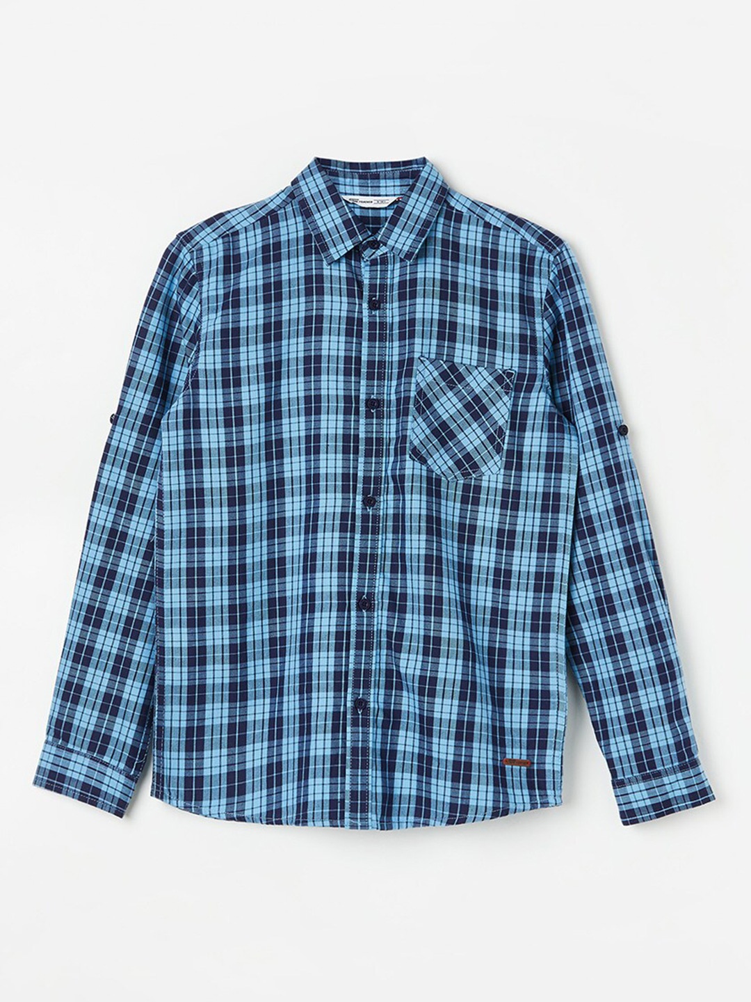 

Fame Forever by Lifestyle Boys Tartan Checked Pure Cotton Shirt, Blue