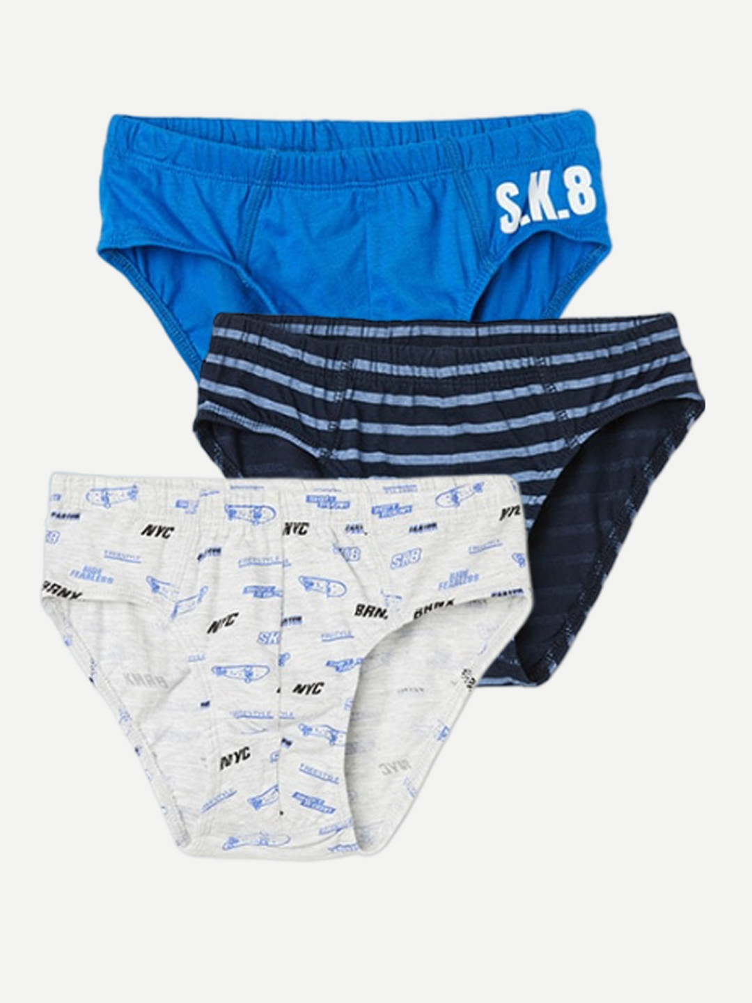 

Fame Forever by Lifestyle Boys Pack Of 3 Printed Pure Cotton Hipster Briefs-1000013074915, Blue