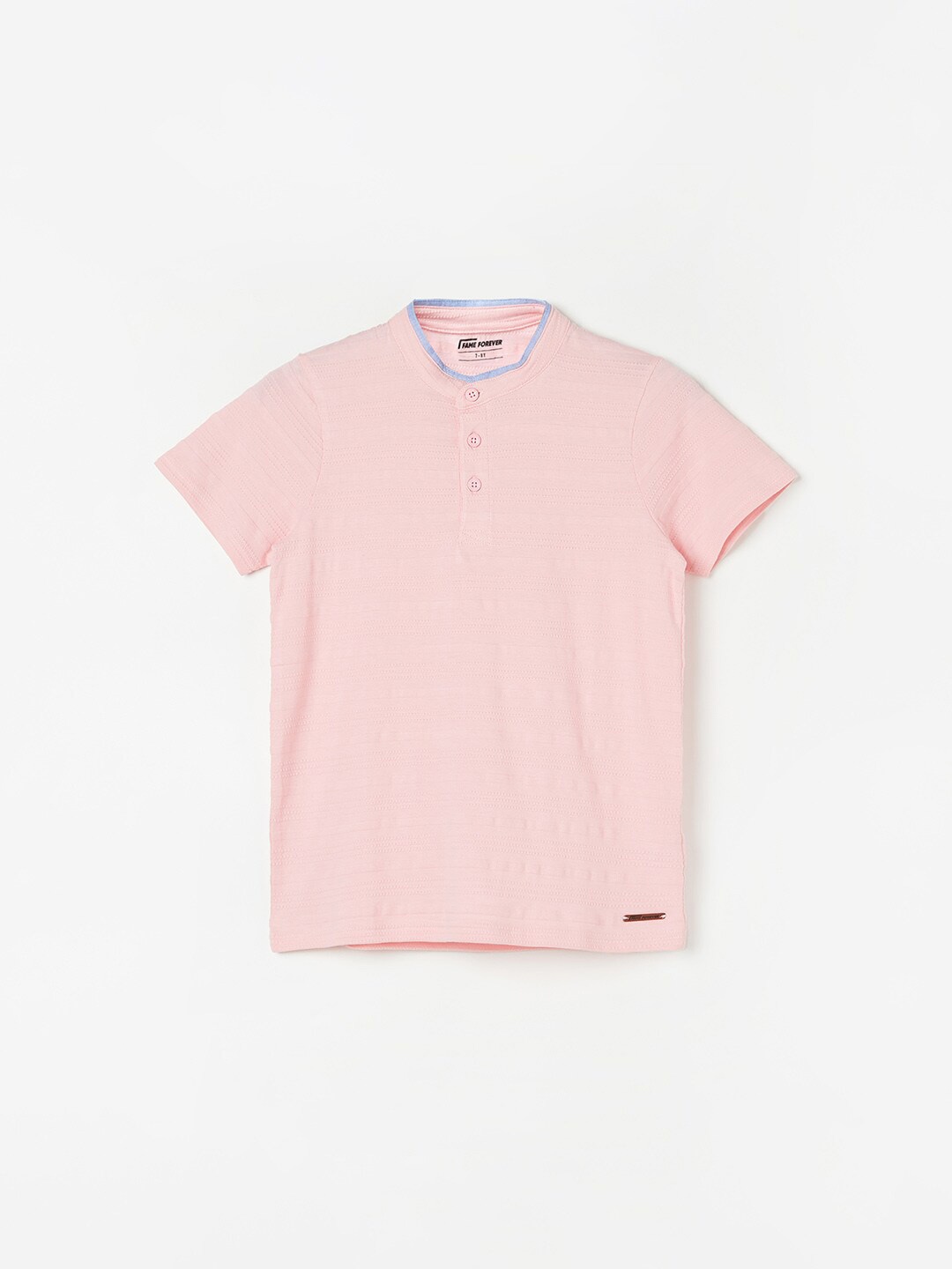 

Fame Forever by Lifestyle Boys Henley Neck Pure Cotton T-shirt, Pink