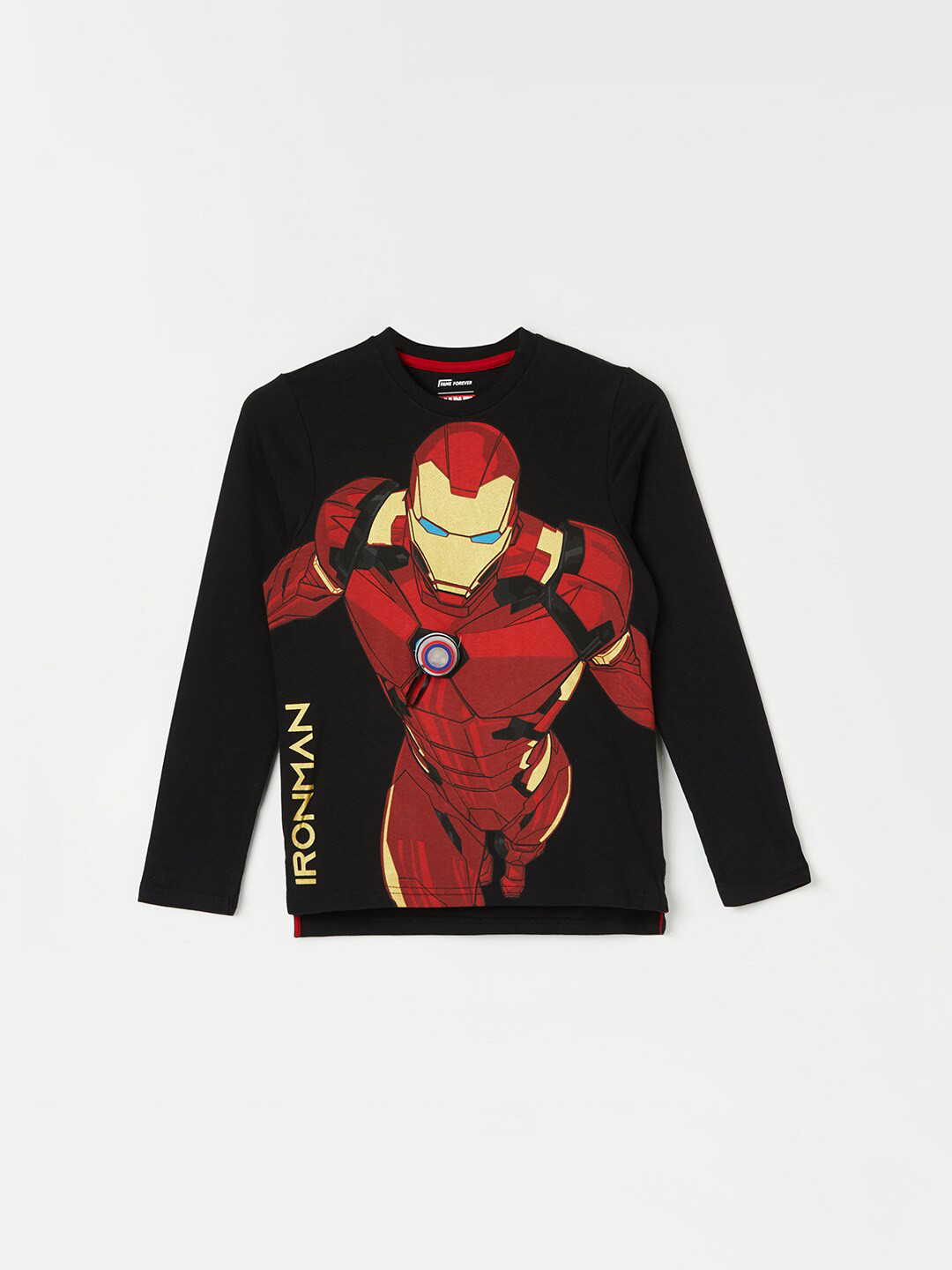 

Fame Forever by Lifestyle Boys Iron Man Printed Long Sleeves Cotton T-shirt, Black