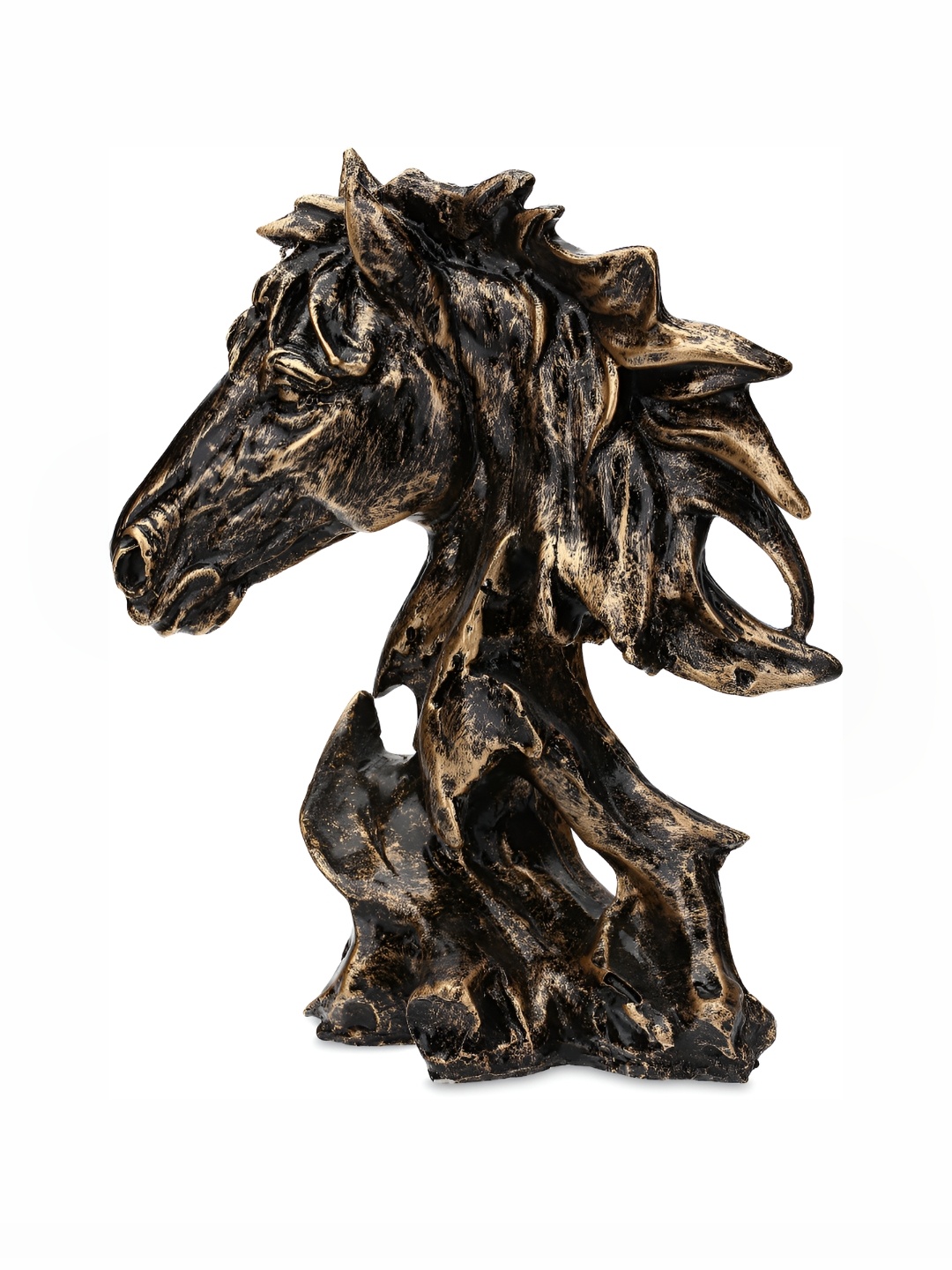 

GW CREATIONS Black & Gold Toned Horse Figurine Showpiece