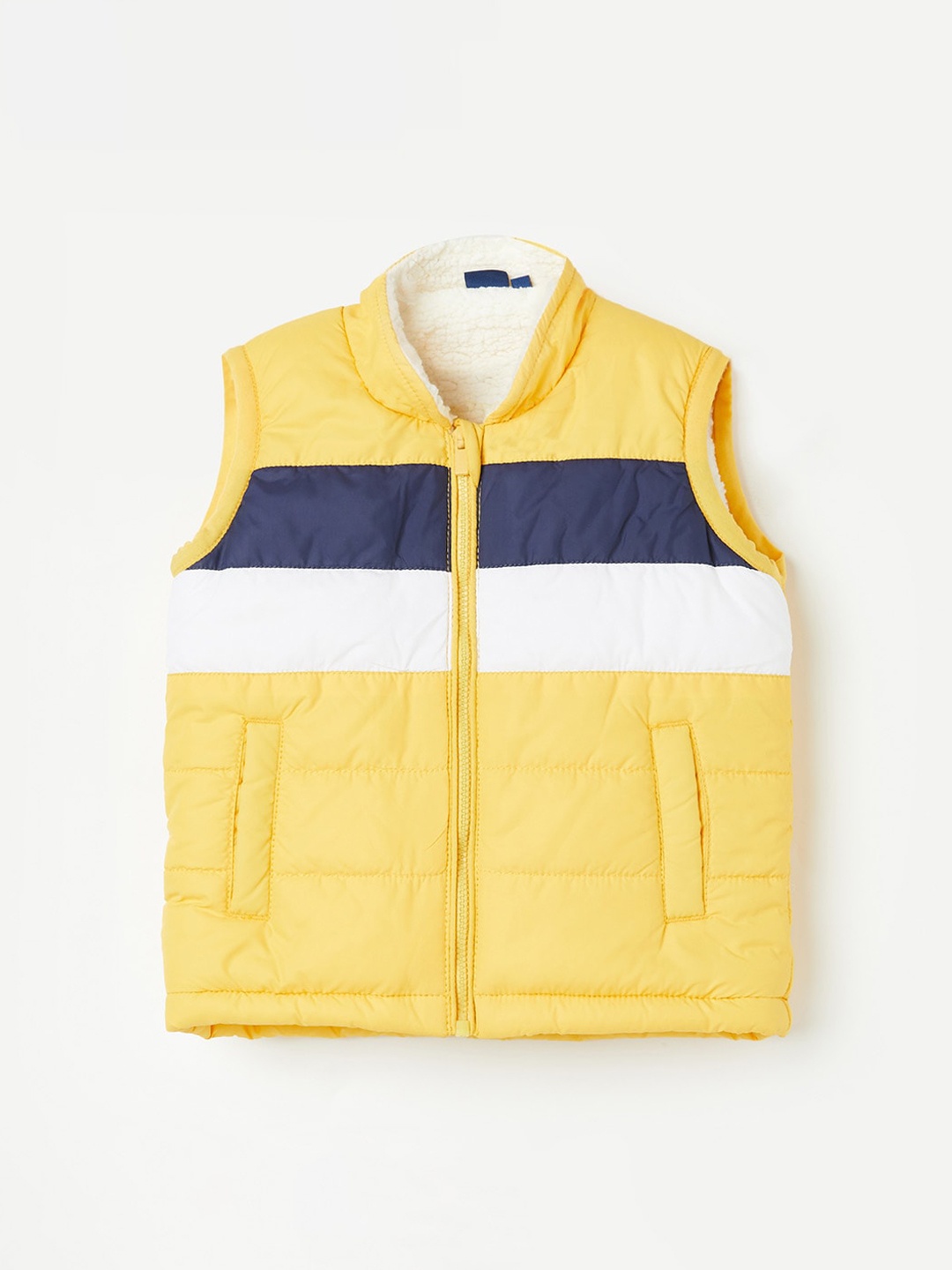 

Juniors by Lifestyle Boys Colourblocked Stand Collar Padded Jacket, Yellow