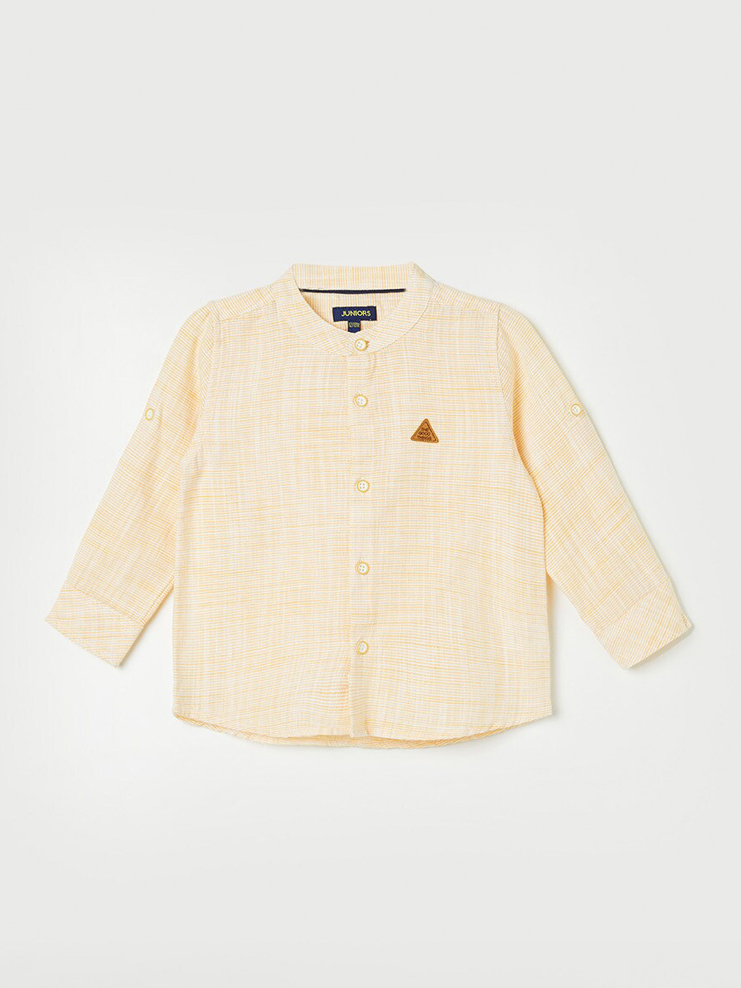 

Juniors by Lifestyle Boys Vertical Striped Mandarin Collar Pure Cotton Casual Shirt, Yellow
