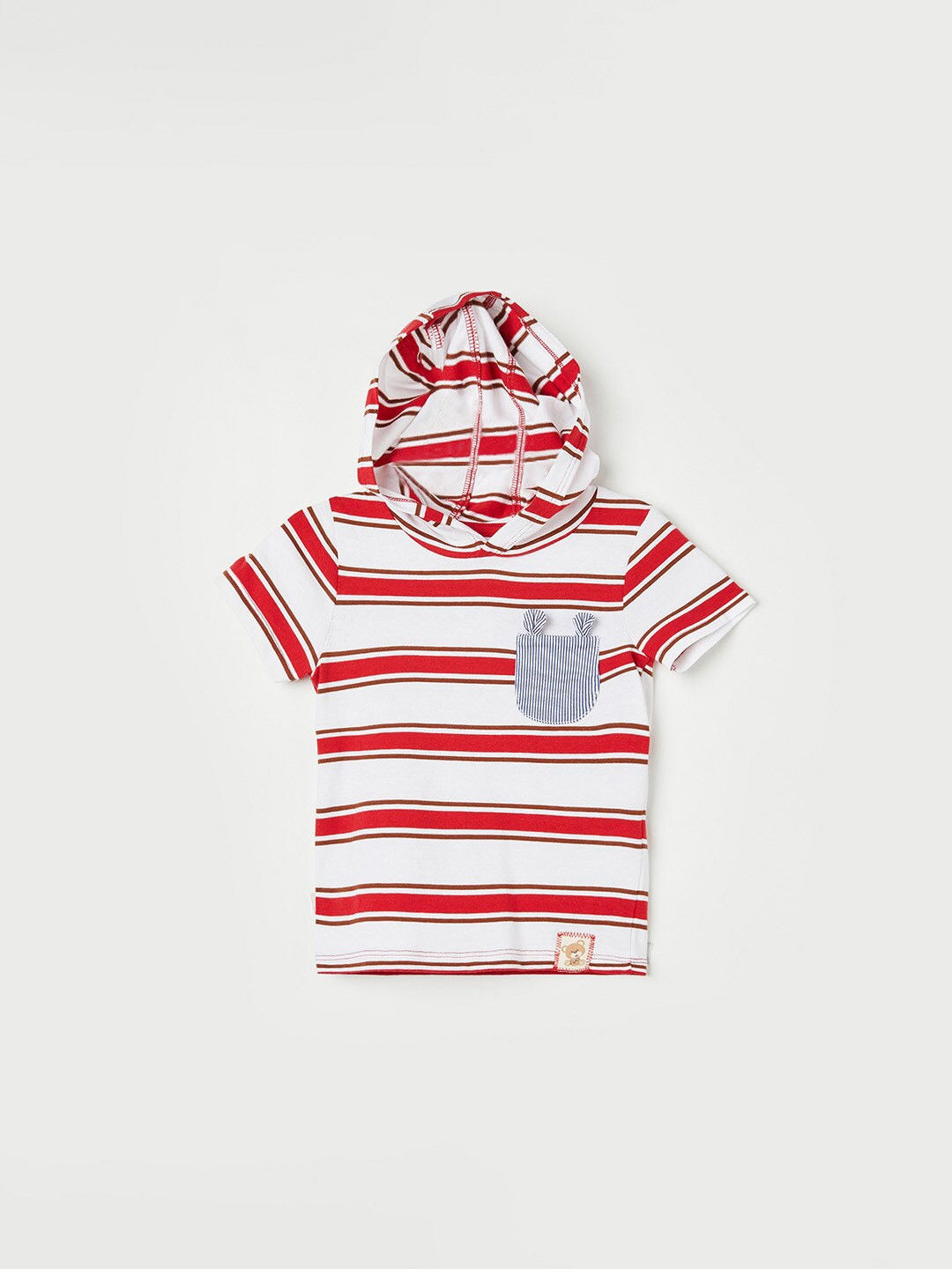 

Juniors by Lifestyle Boys Striped Hooded Pure Cotton T-shirt, Red