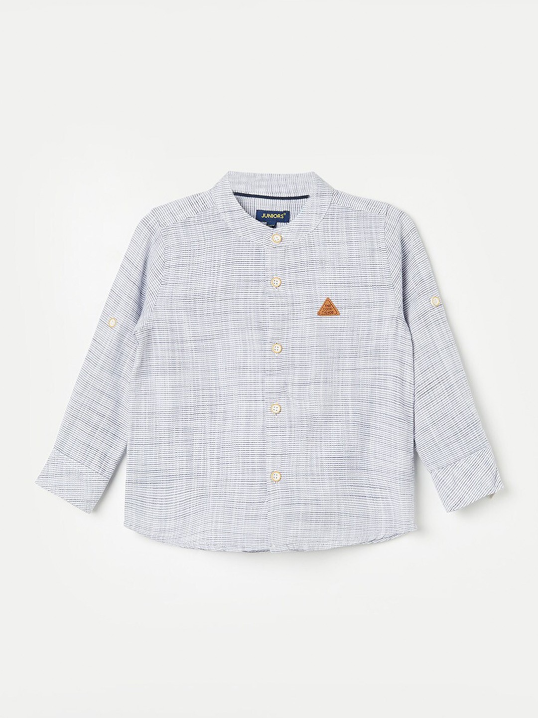 

Juniors by Lifestyle Boys Textured Self Design Mandarin Collar Pure Cotton Casual Shirt, Blue