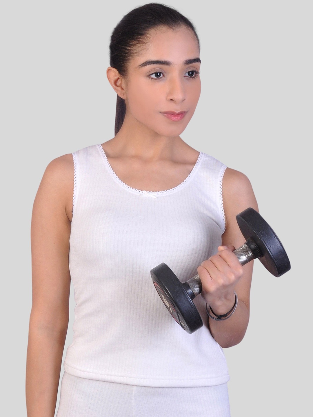 

DChica Ribbed Cotton Thermal Tank Tops, White