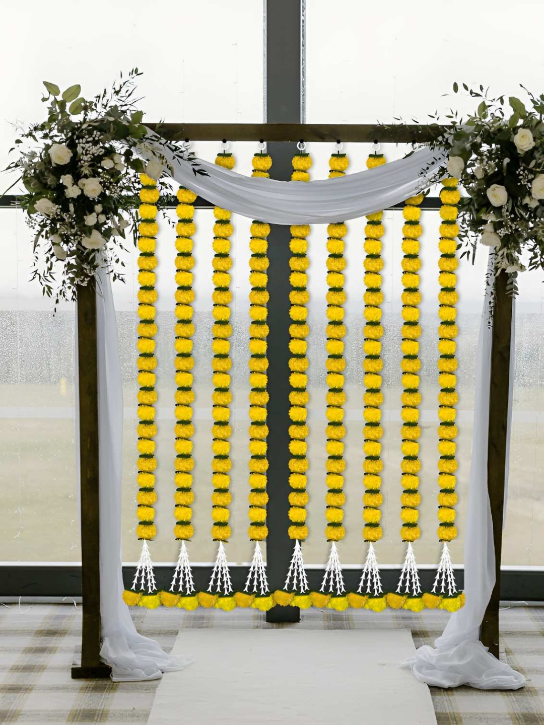 

iHandikart Yellow 20 Pieces Hanging Marigold Artificial Flower