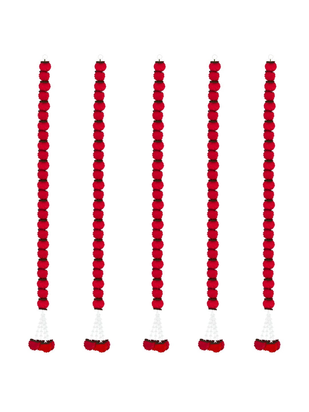 

iHandikart Red 5 Pieces Hanging Marigold Patta With Tuberose Garland Artificial Flower
