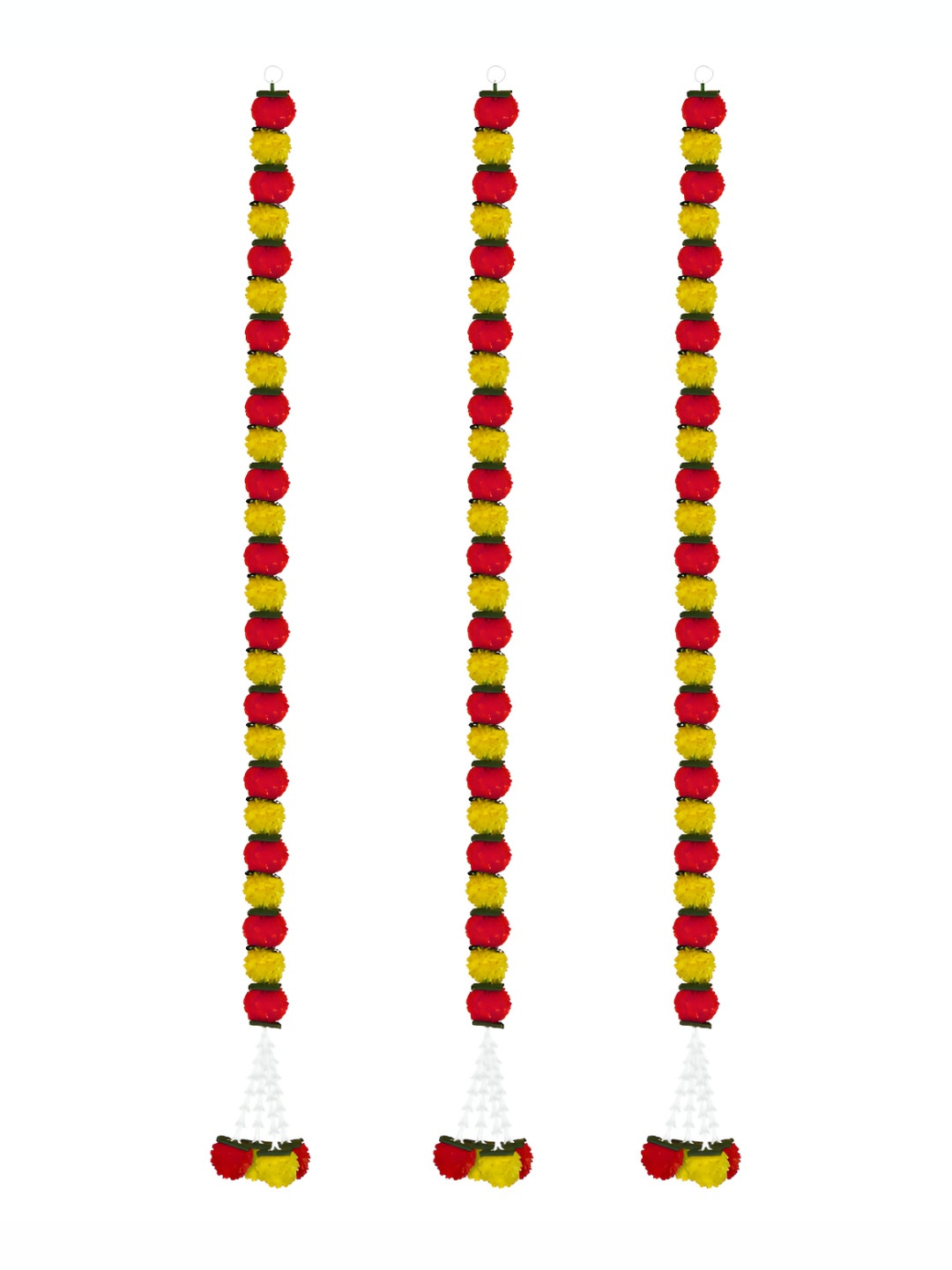 

iHandikart Yellow & Red 3 Pieces Hanging Marigold Artificial Flower