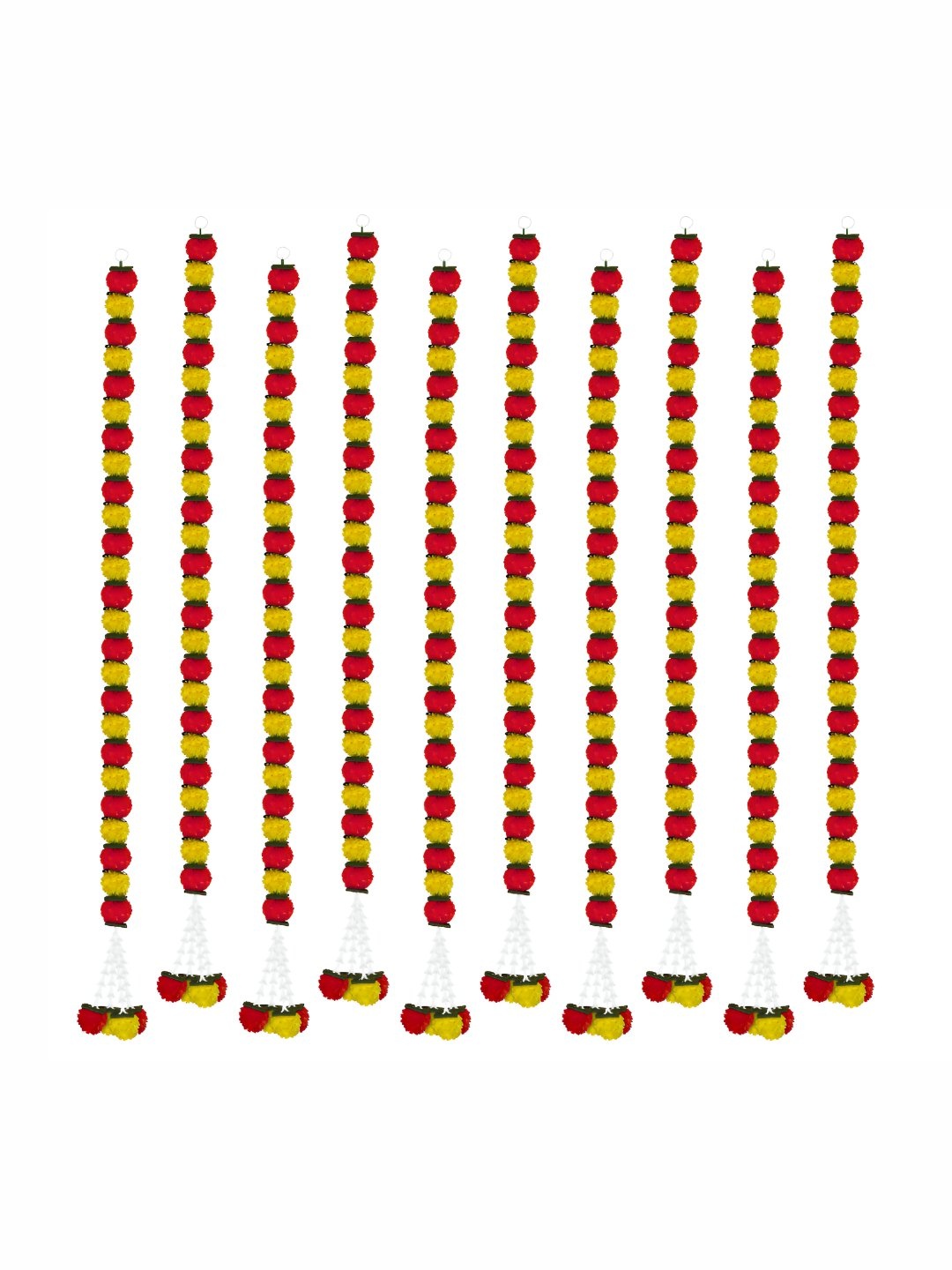 

iHandikart Yellow & Red 10 Pieces Hanging Marigold Artificial Flower
