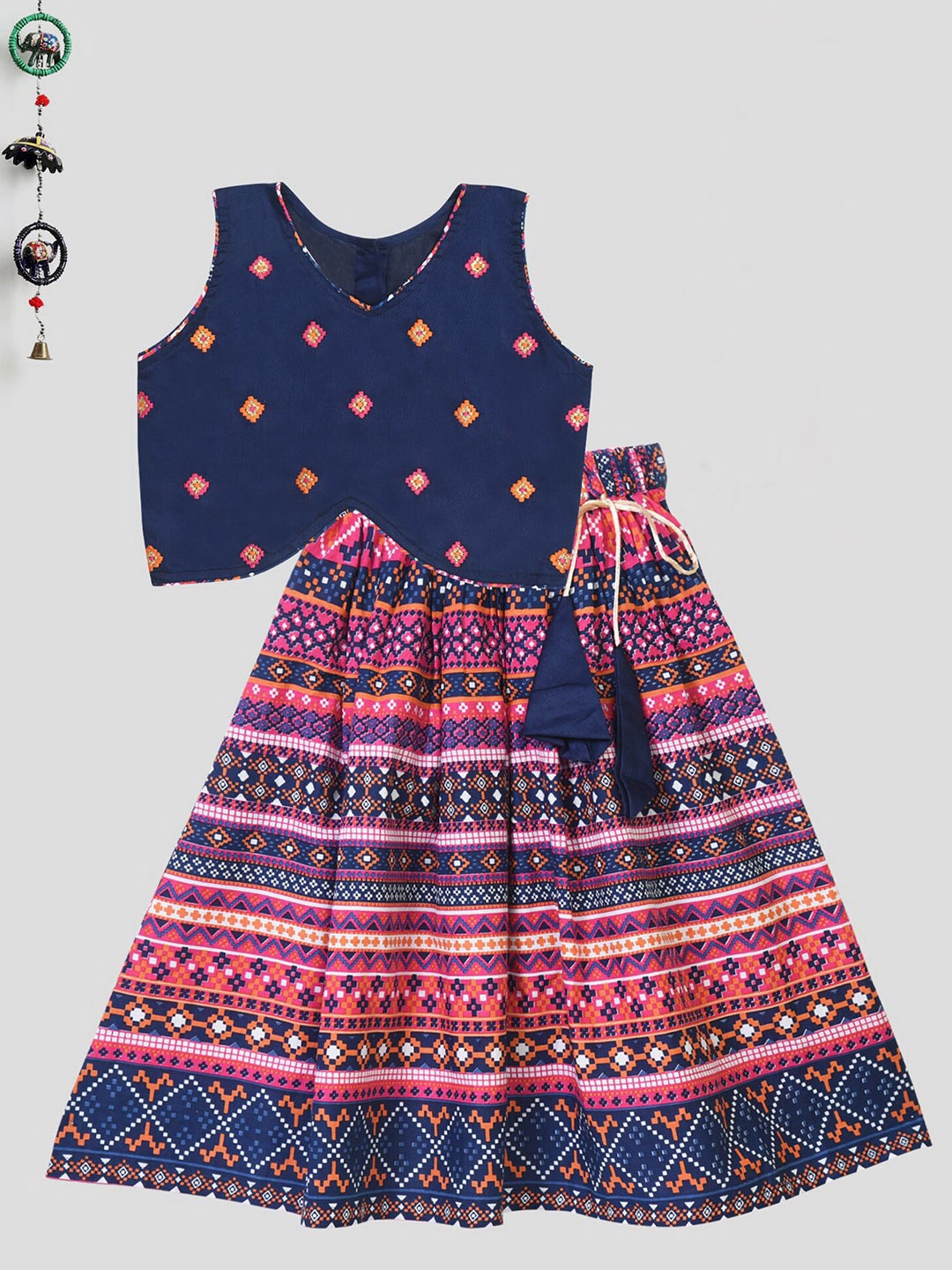 

BAESD Girls Embroidered Ready to Wear Lehenga Choli, Blue