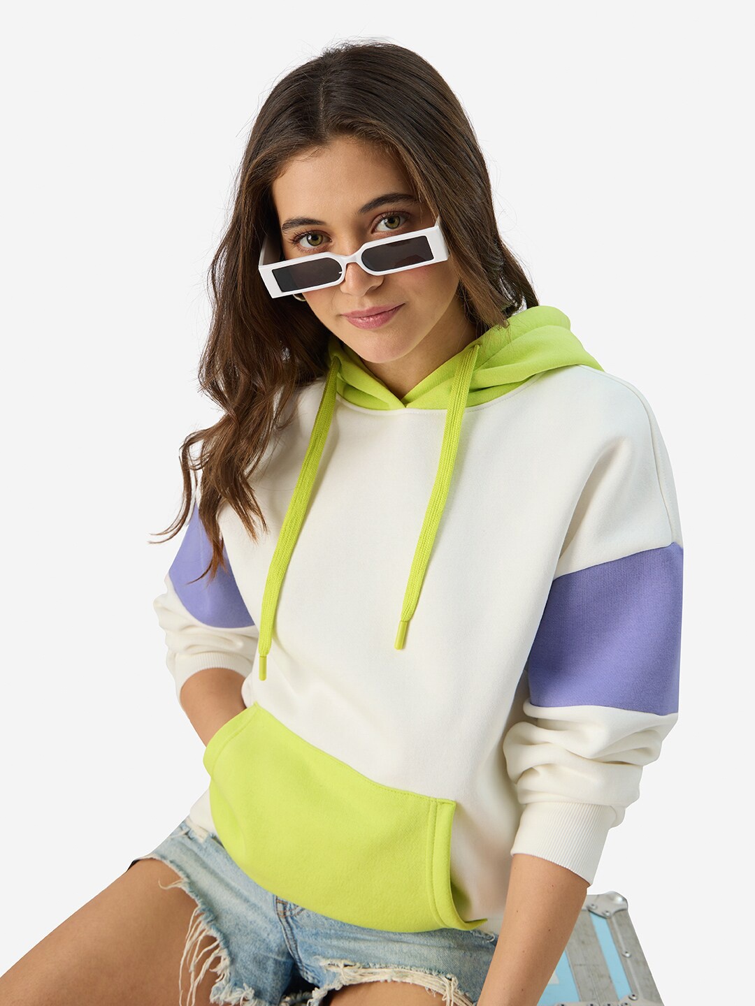 

The Souled Store Colourblocked Hooded Sweatshirt, White