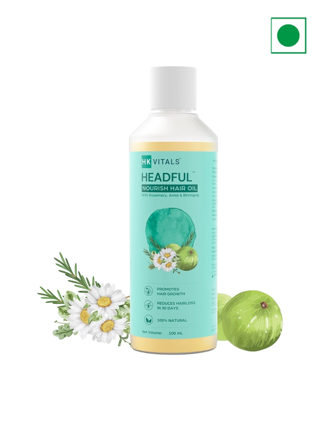 

HK VITALS Headful Nourish Hair Oil With Rosemary Amla Bhringraj - 100ml, White