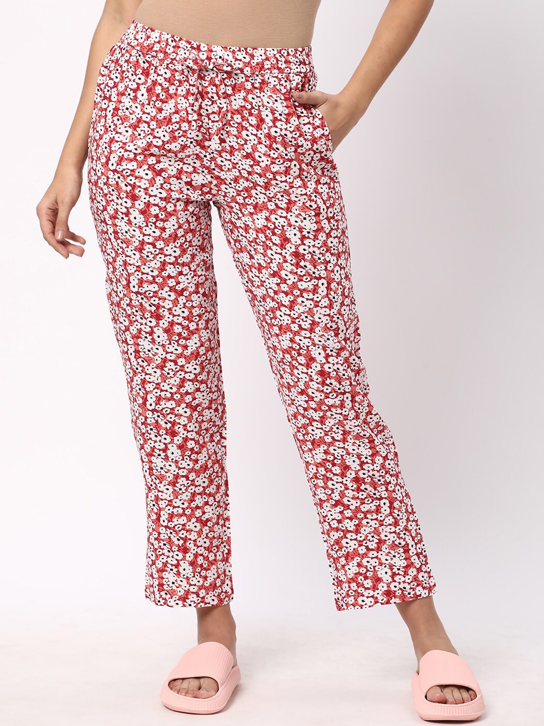 

R&B Women Printed Relaxed-Fit Straight-Leg Lounge Pant, Maroon