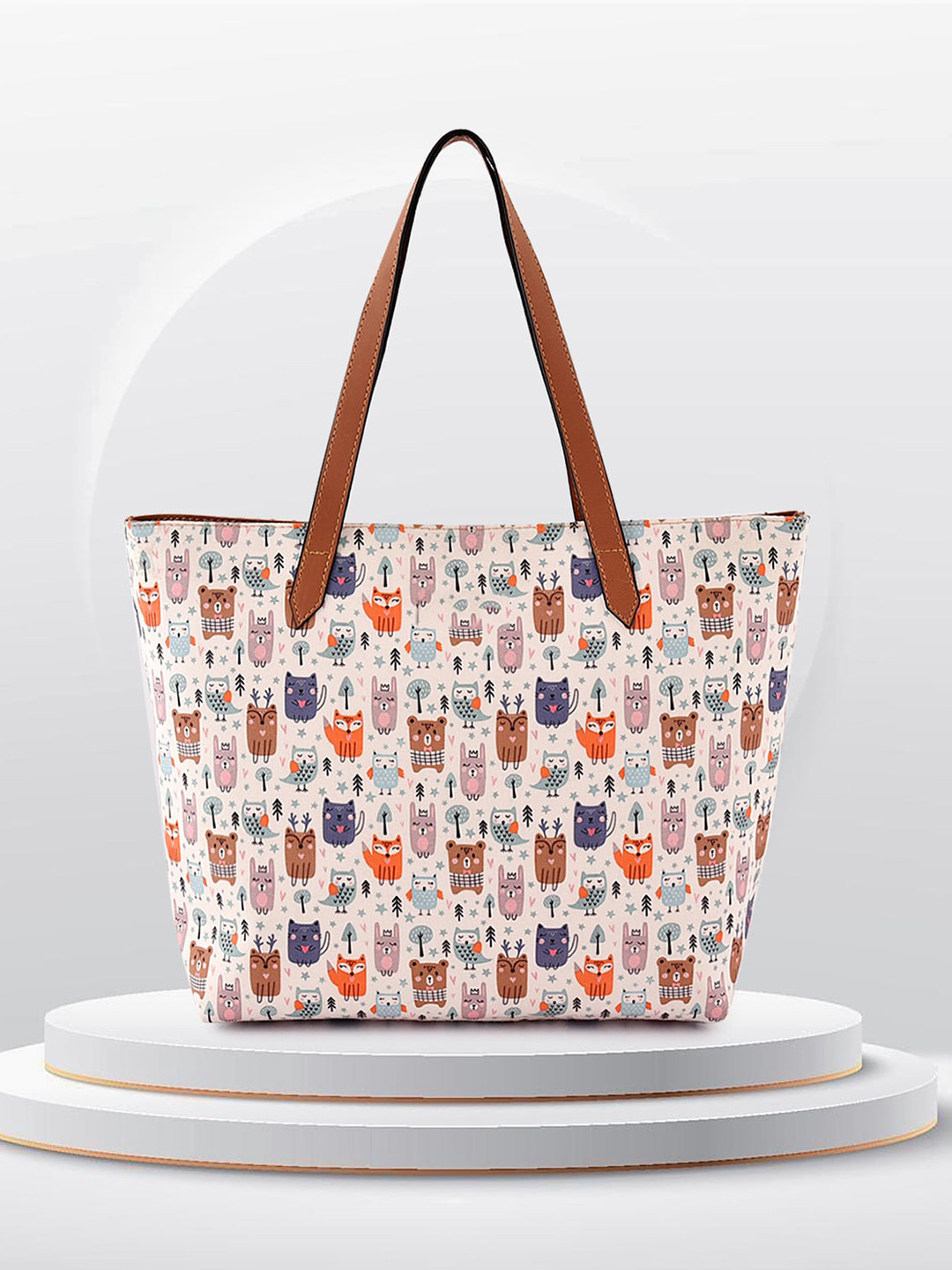 

DressBerry White Printed Structured Tote bag