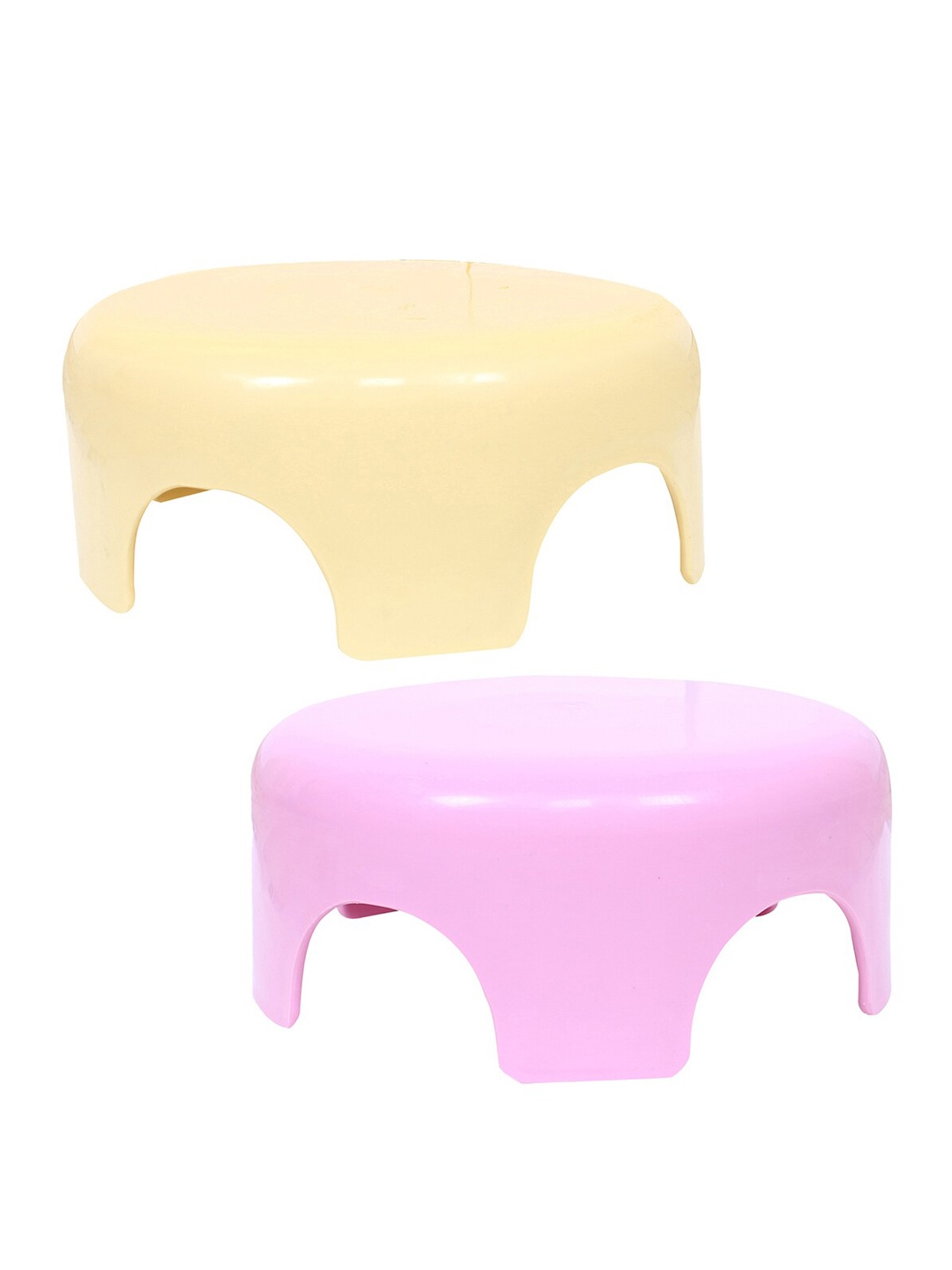 

Kuber Industries Yellow & Pink 2 Pieces Bathroom Stool