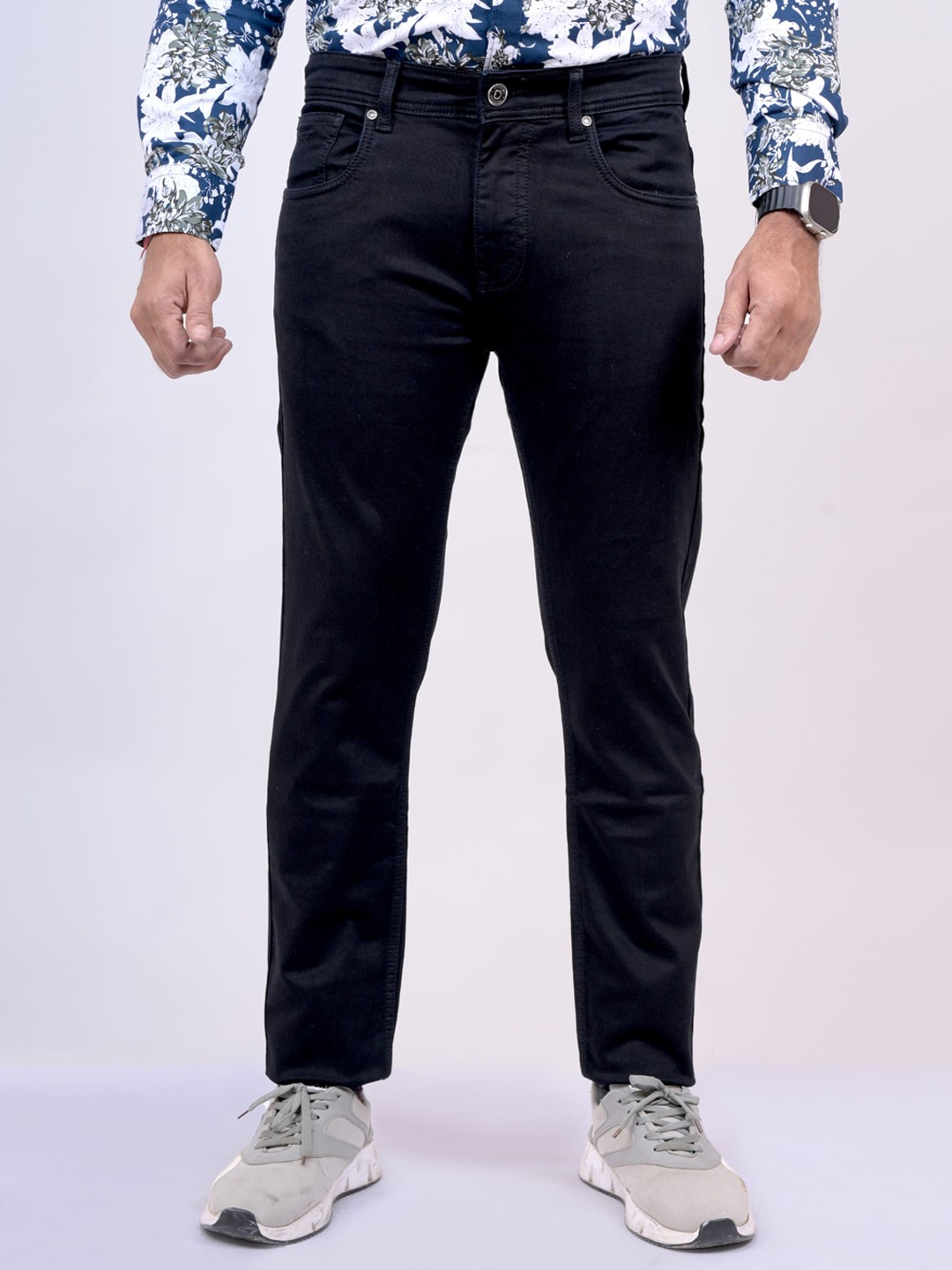 

Pontiac Men Mid-Rise Clean Look Cotton Jeans, Black