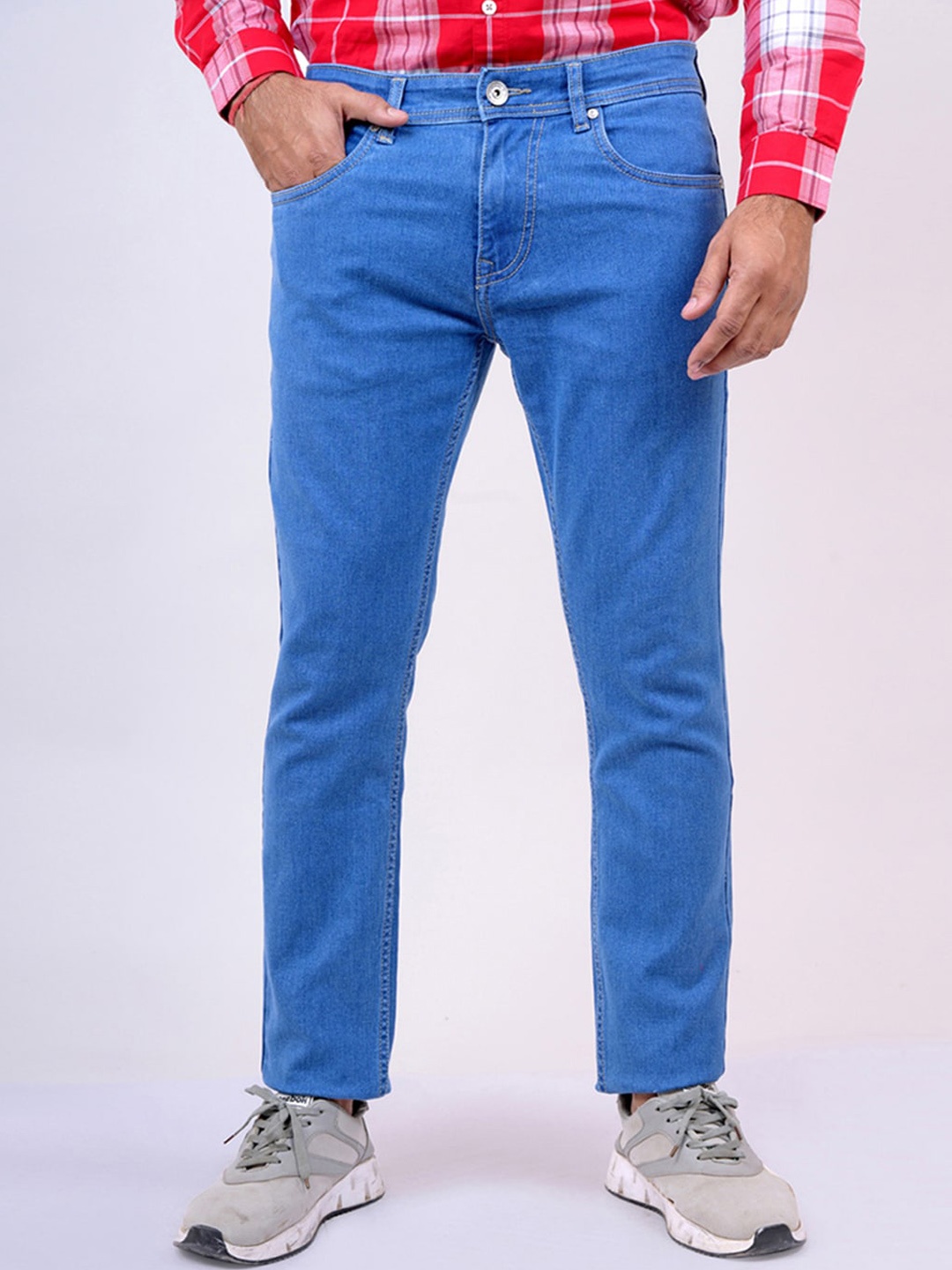 

Pontiac Men Mid-Rise Medium Shade Clean Look Cotton Stretchable Jeans, Blue