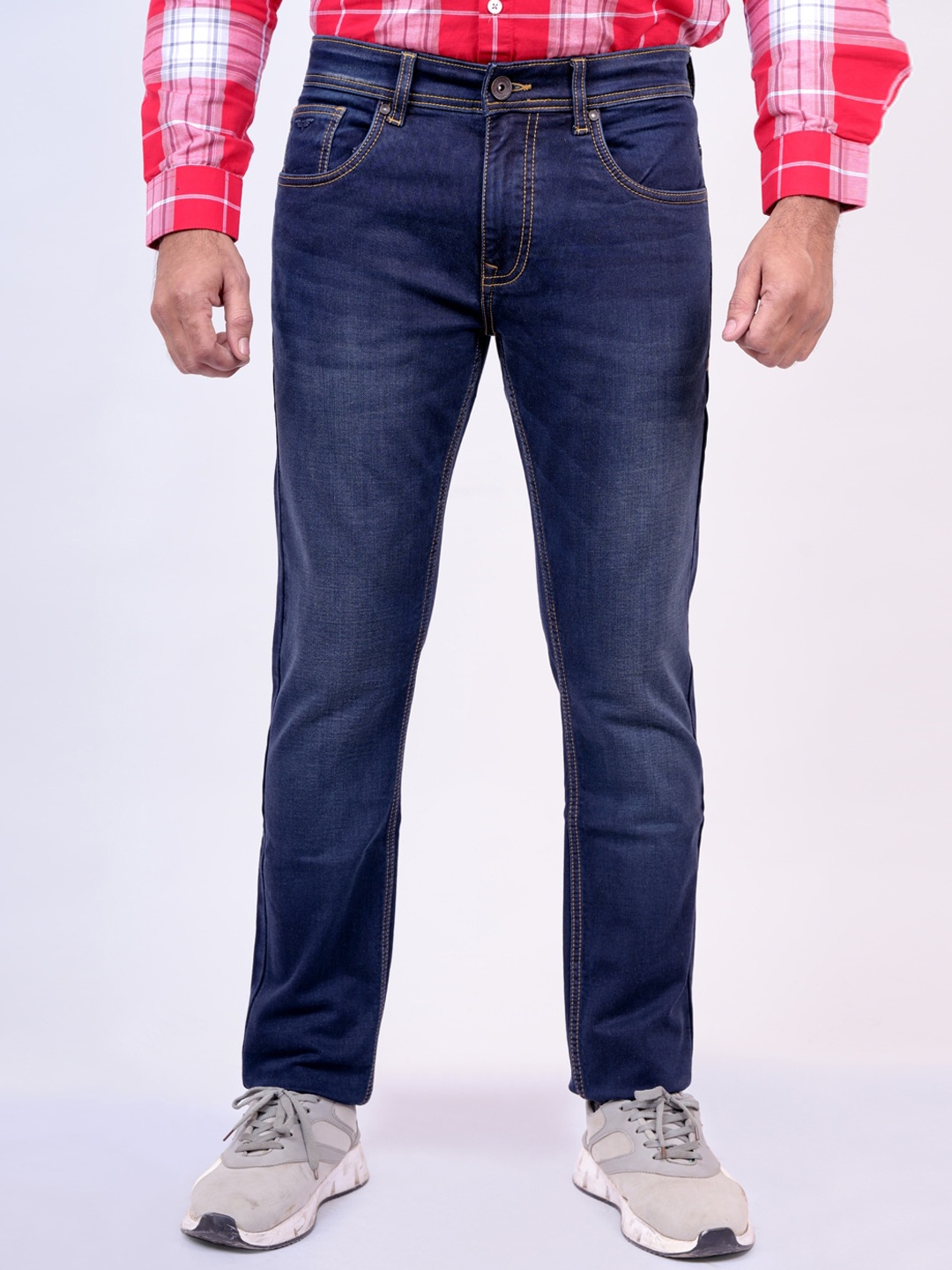 

Pontiac Men Mid-Rise Heavy Fade Clean Look Cotton Jeans, Blue