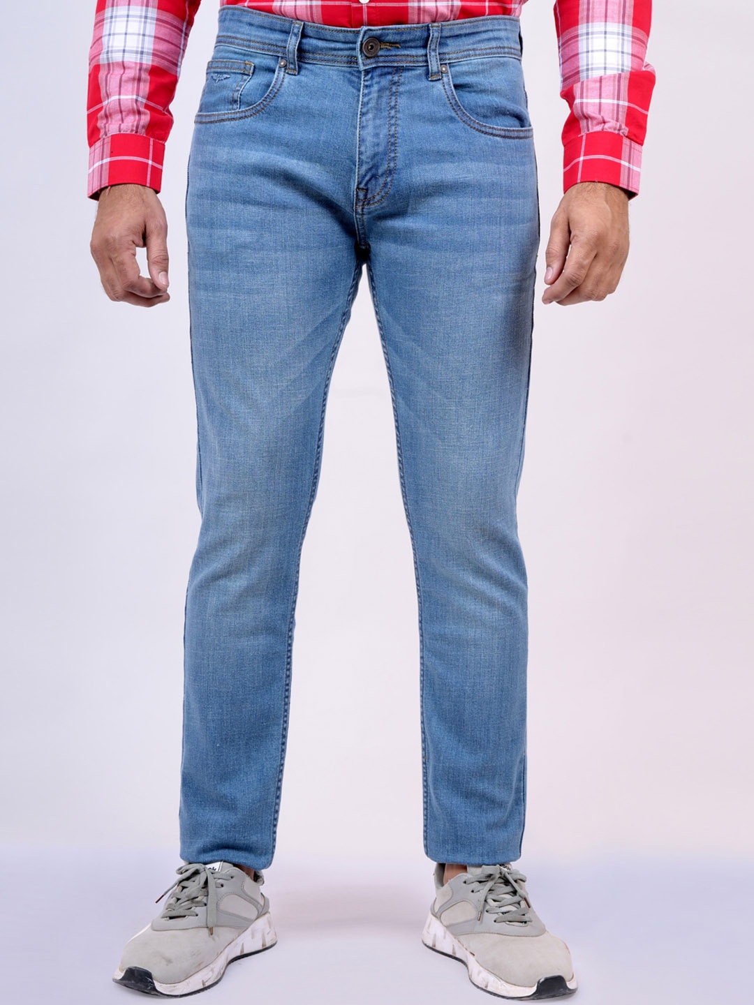 

Pontiac Men Mid-Rise Heavy Fade Clean Look Cotton Jeans, Blue