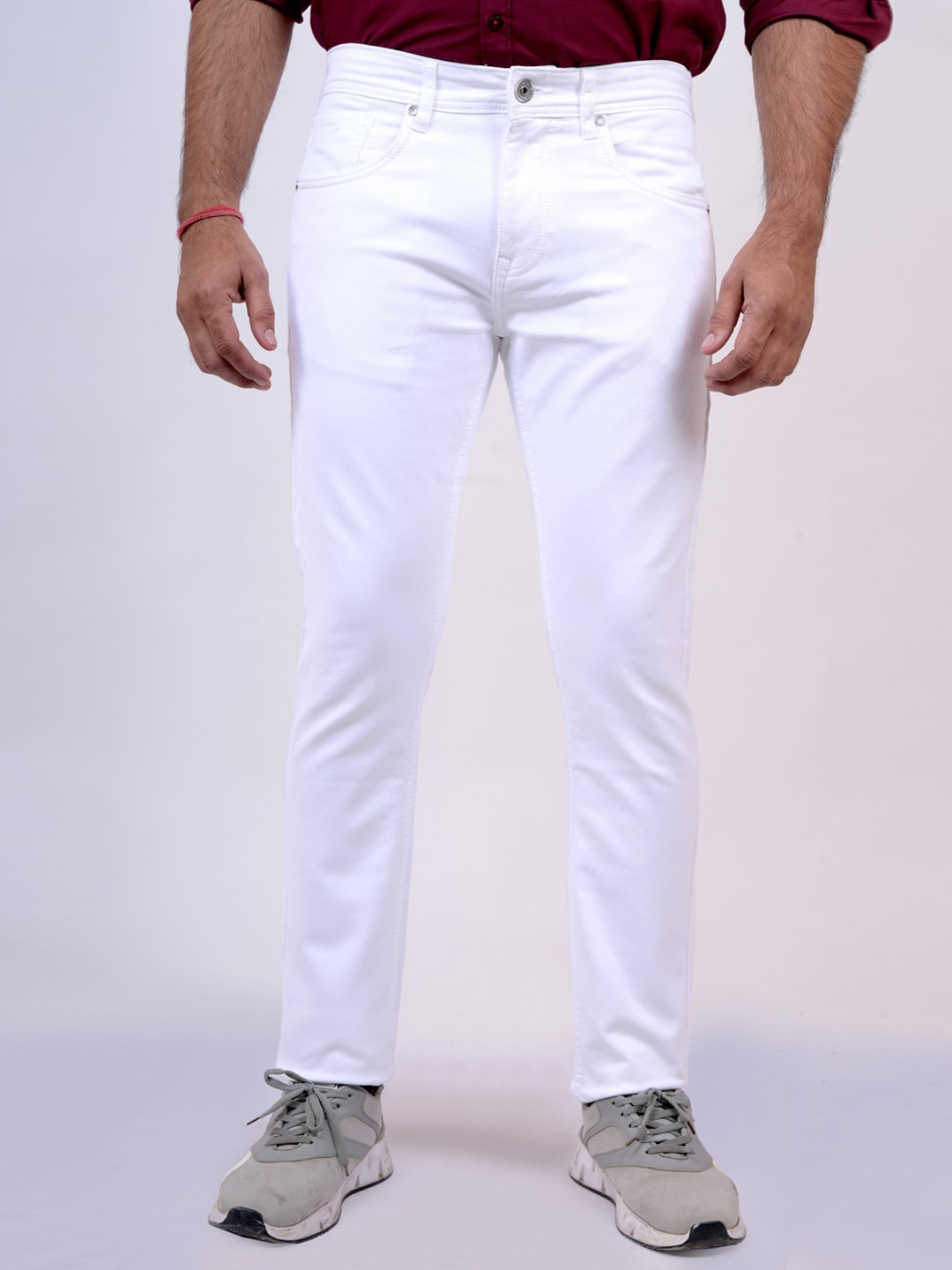 

Pontiac Men Mid-Rise Clean Look Cotton Jeans, White