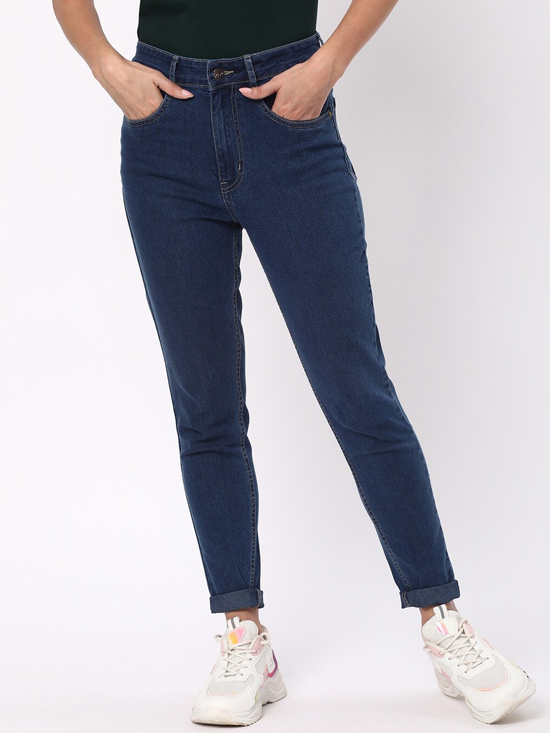 

R&B Women Skinny Fit High-Rise Cotton Jeans, Blue