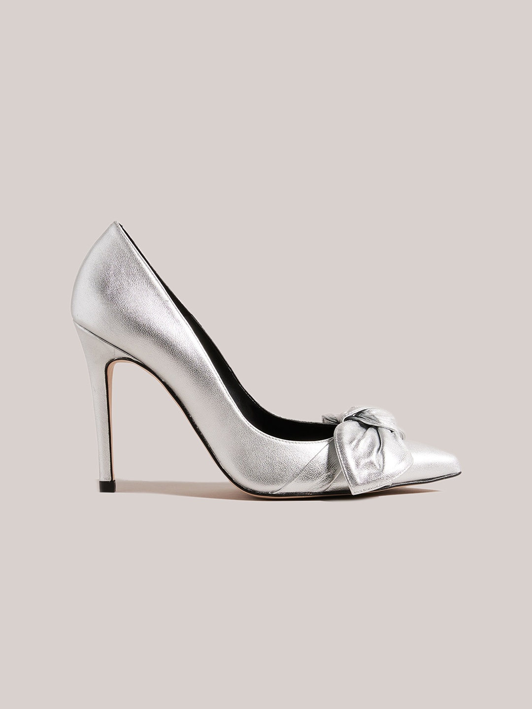 

Ted Baker Pointed Toe Leather Stiletto Pumps With Bows, Silver