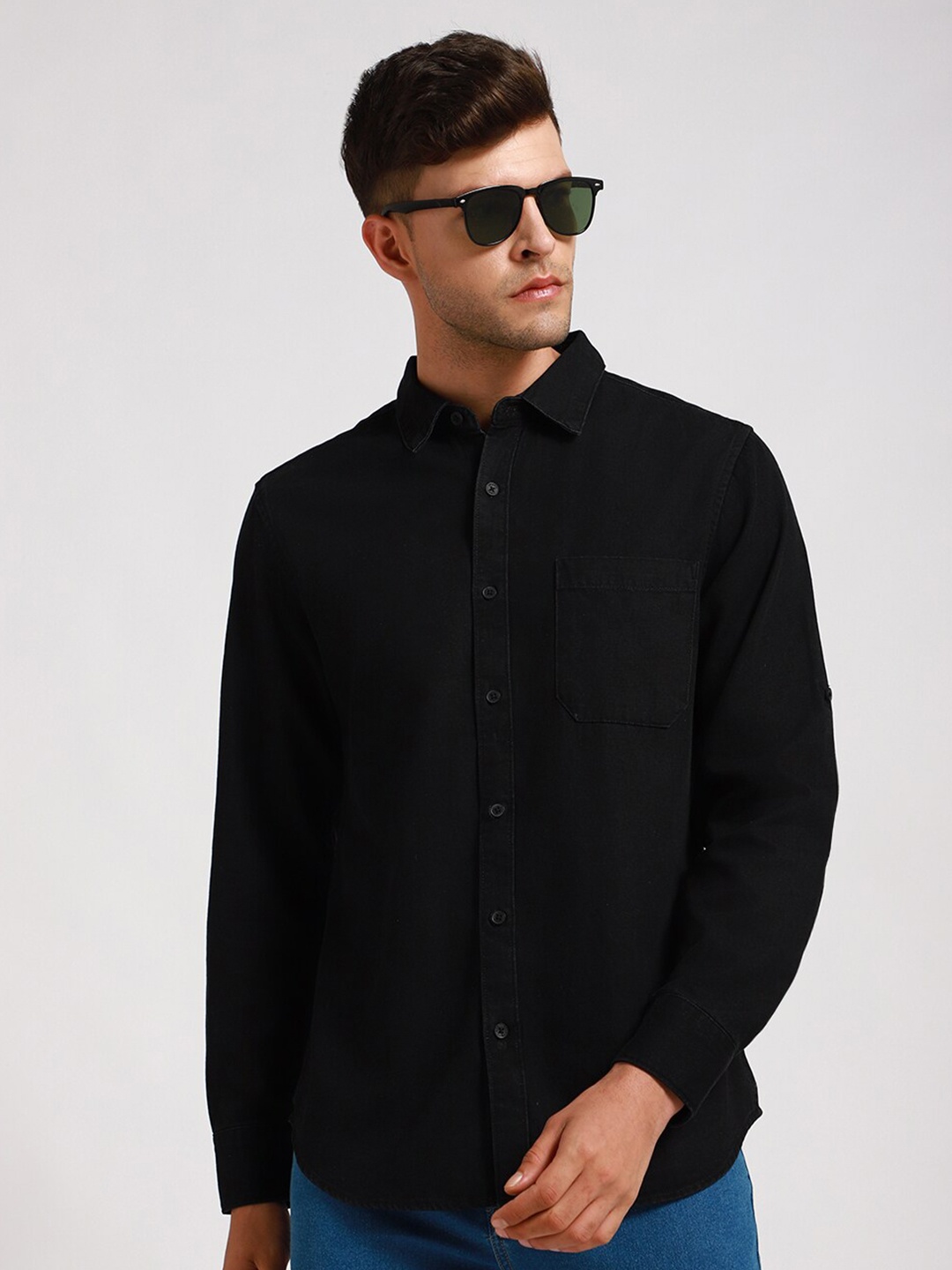 

Dennis Lingo Denim Slim Fit Cotton Casual Shirt, Black