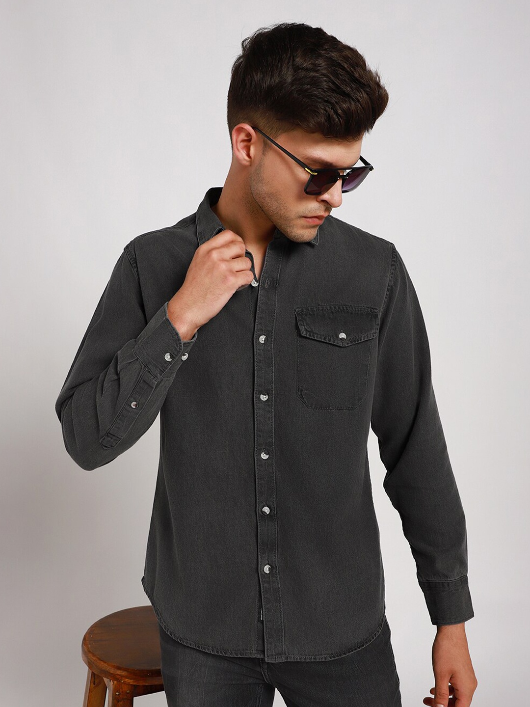 

Dennis Lingo Denim Slim Fit Cotton Casual Shirt, Grey