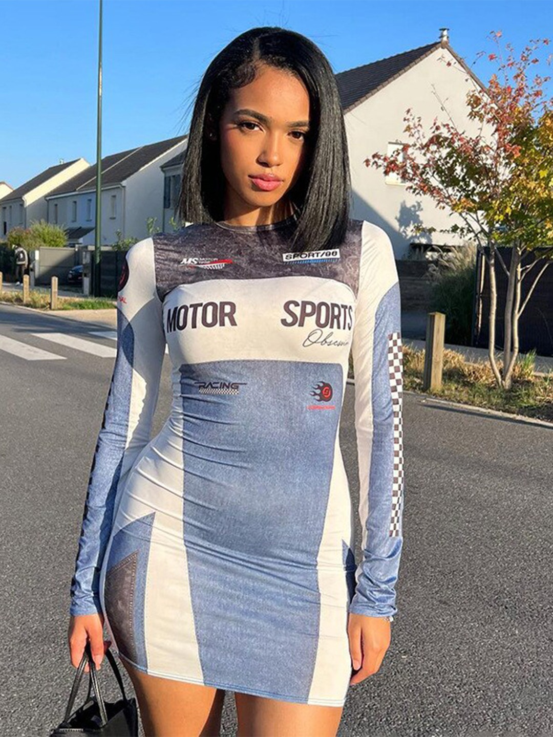 

StyleCast Blue & White Colourblocked Sheath Mini Dress