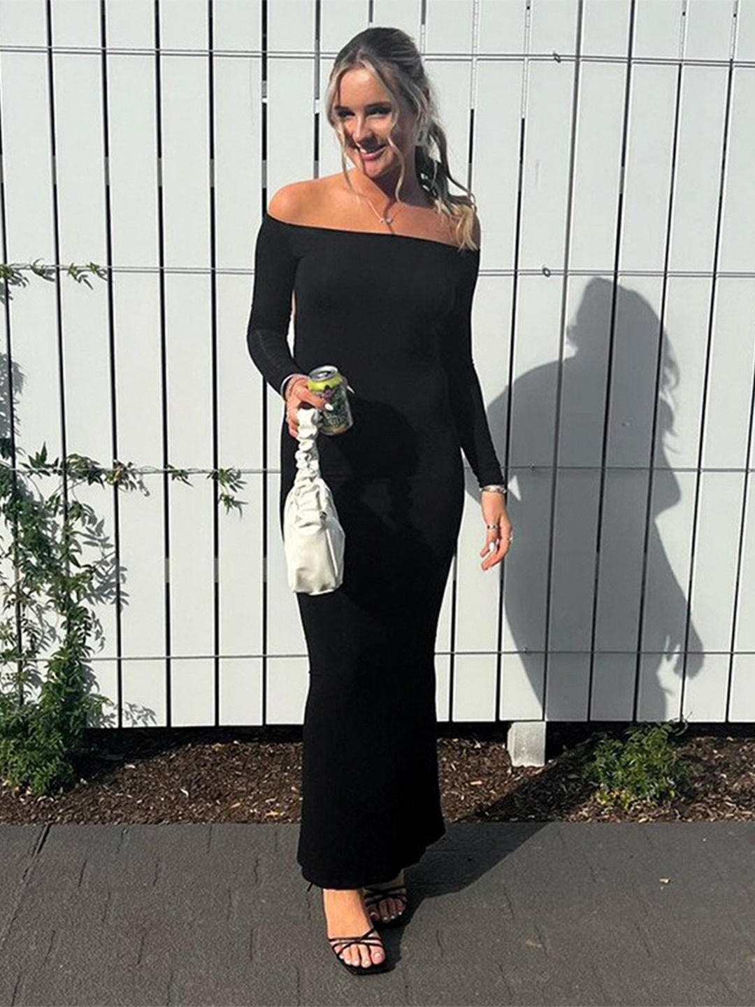 

StyleCast Black Off Shoulder A Line Maxi Dress